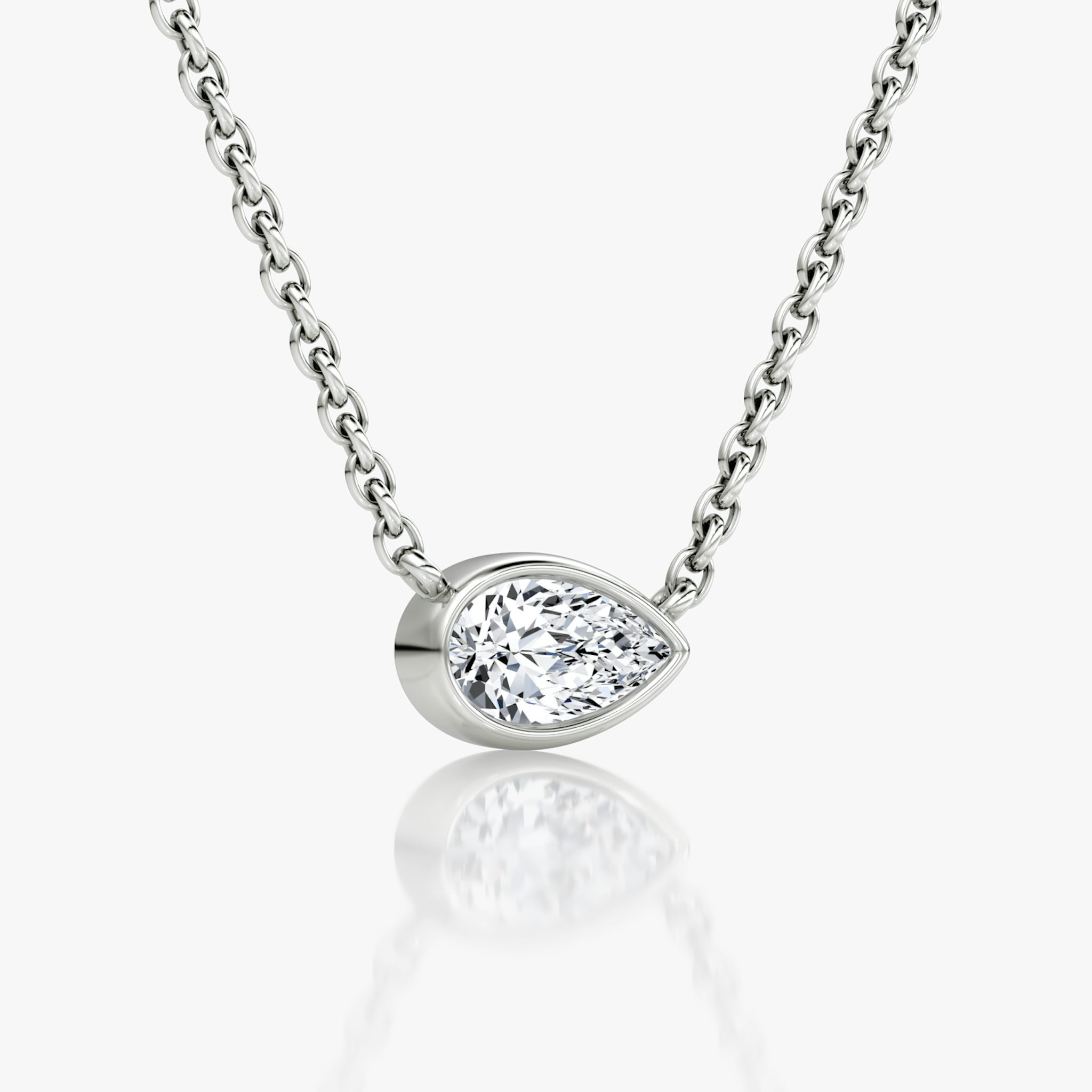 Bezel Solitaire Necklace | Pear | 14k | White Gold | caratWeight: 0.25ct