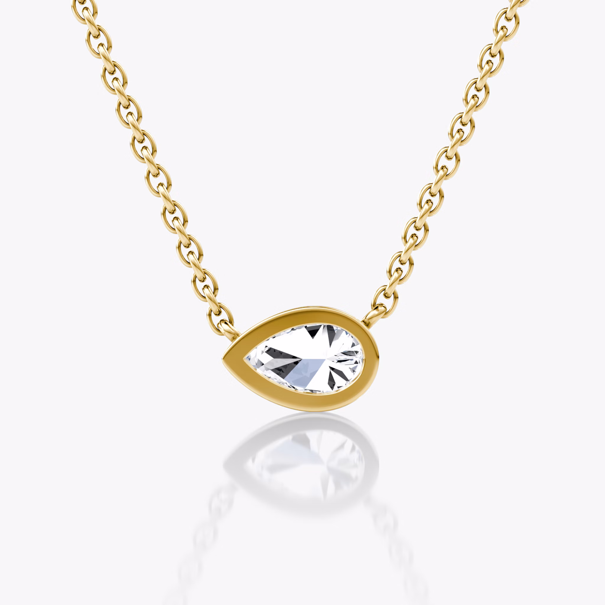 Bezel Solitaire Necklace | Pear | 14k | Yellow Gold | caratWeight: 0.25ct