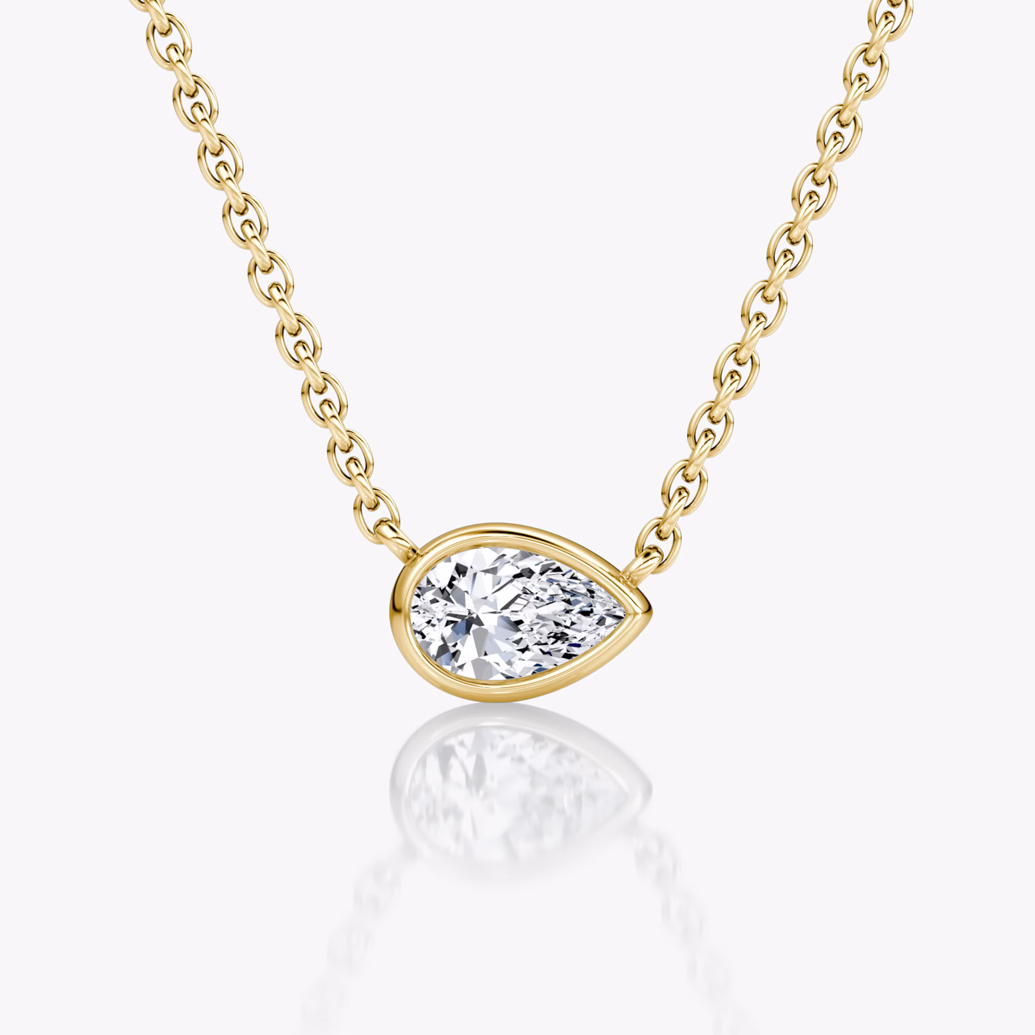 Bezel Solitaire Necklace | Pear | 14k | Yellow Gold | caratWeight: 0.25ct