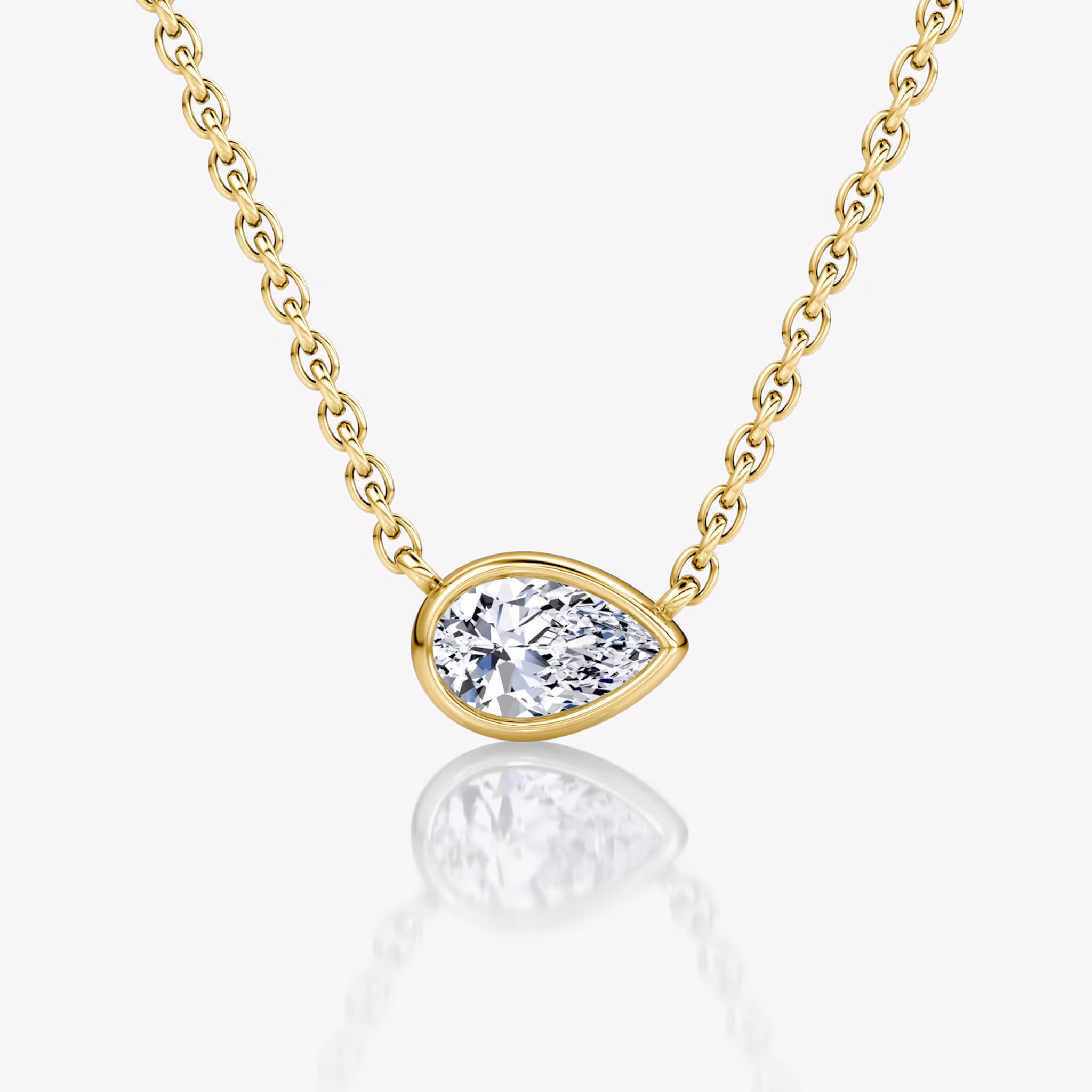 Bezel Solitaire Necklace Pear | Yellow Gold