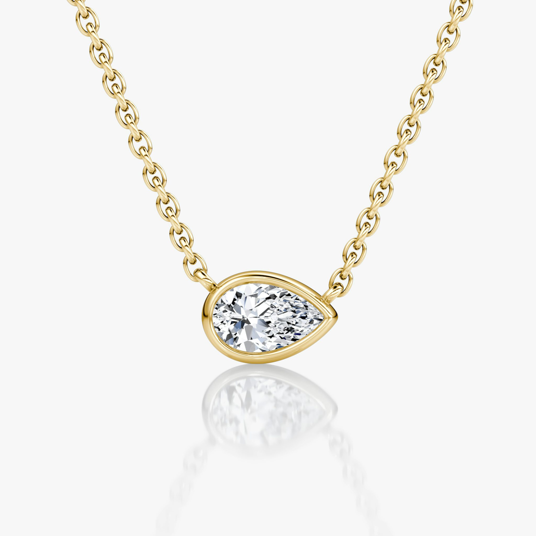 Bezel Solitaire Necklace | Pear | 14k | Yellow Gold | caratWeight: 0.25ct