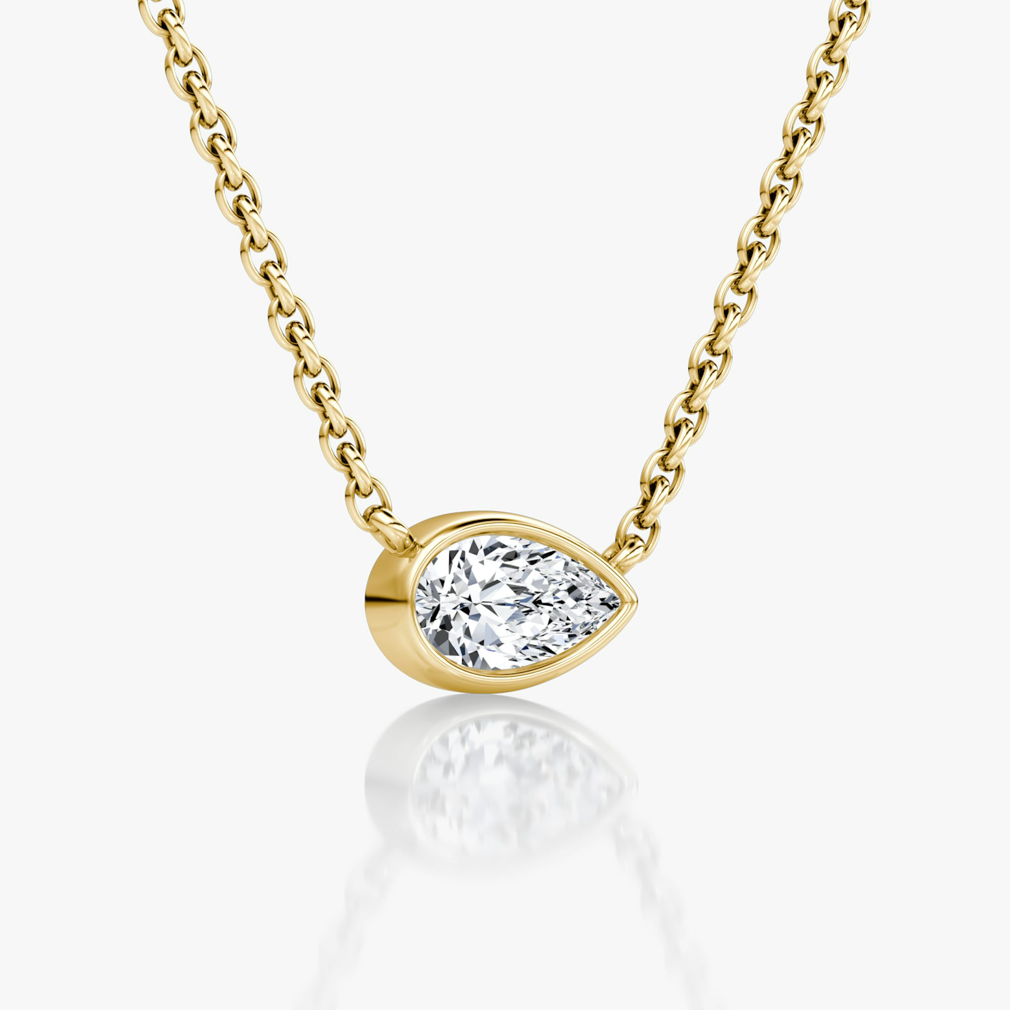 Bezel Solitaire Necklace | Pear | 14k | Yellow Gold | caratWeight: 0.25ct