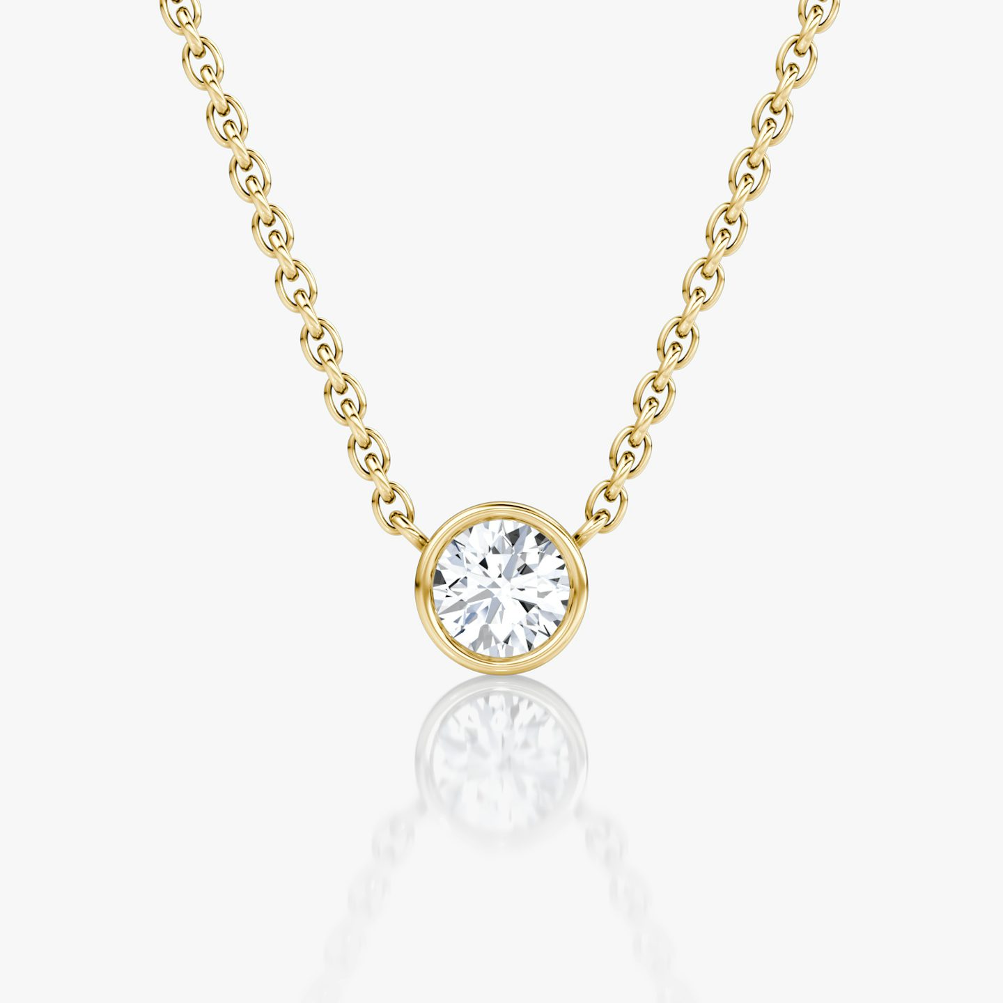 Bezel Solitaire Necklace | Round Brilliant | 14k | Yellow Gold | caratWeight: 0.10ct