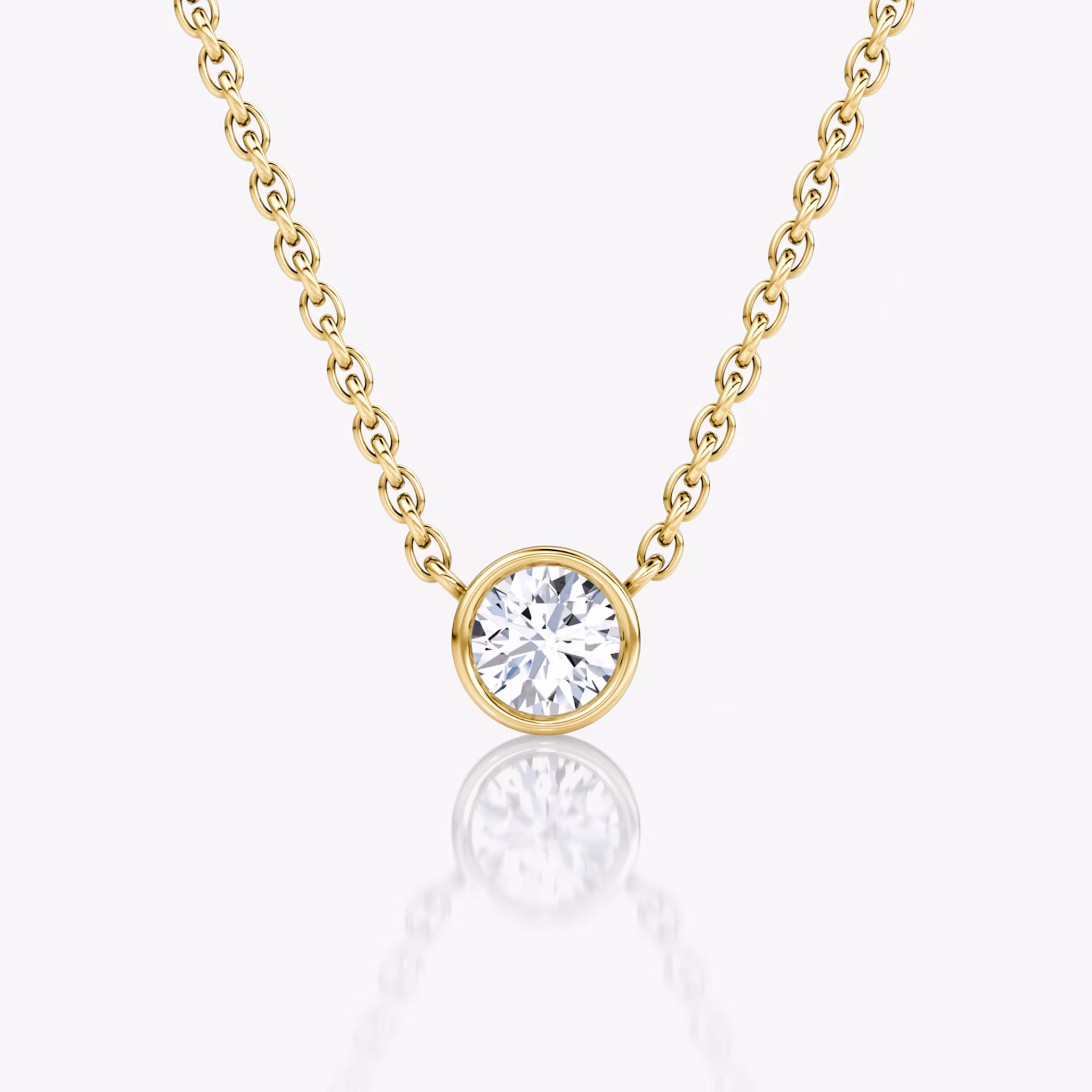 Bezel Solitaire Necklace Round Brilliant | Yellow Gold