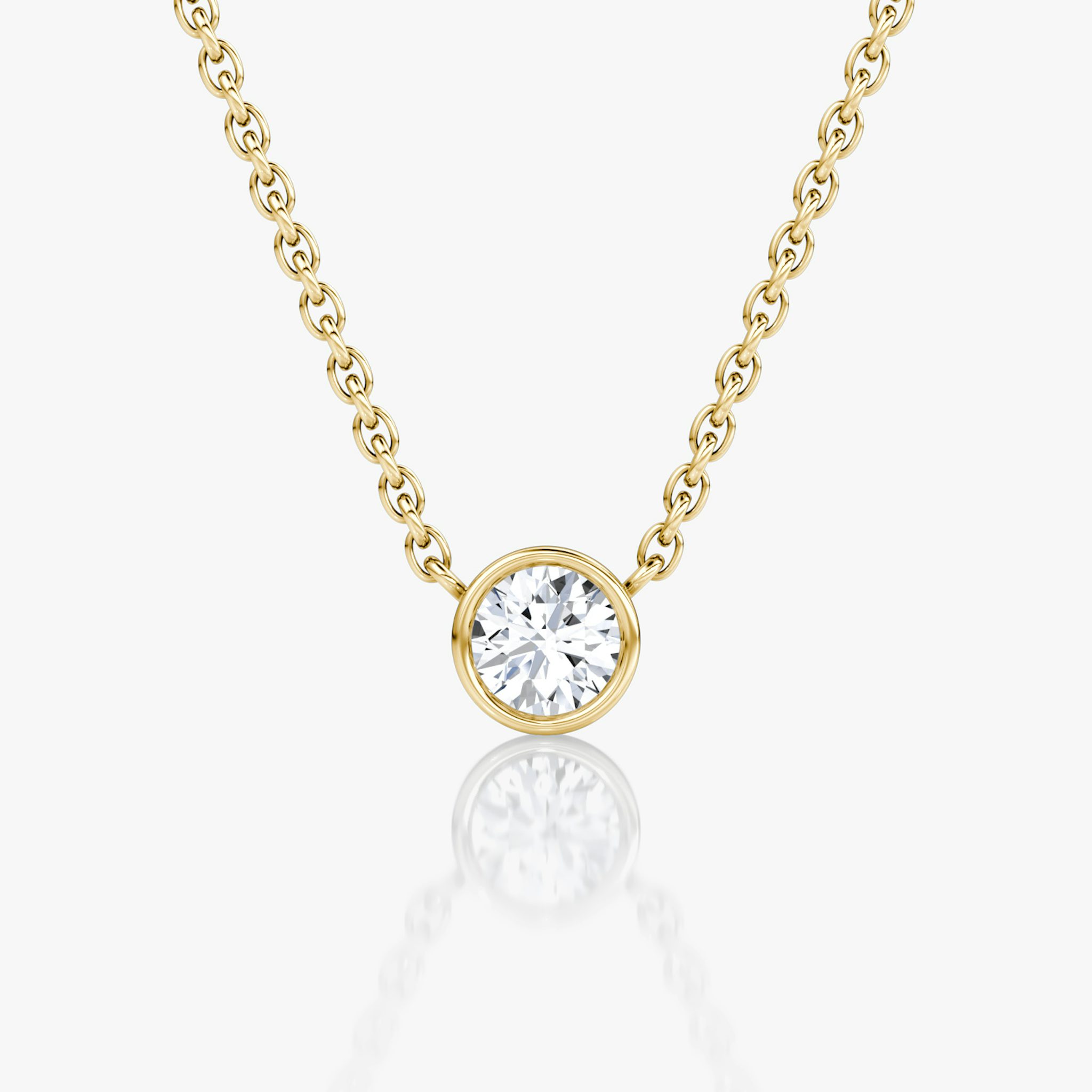 Bezel Solitaire Necklace | Round Brilliant | 14k | Yellow Gold | caratWeight: 0.10ct