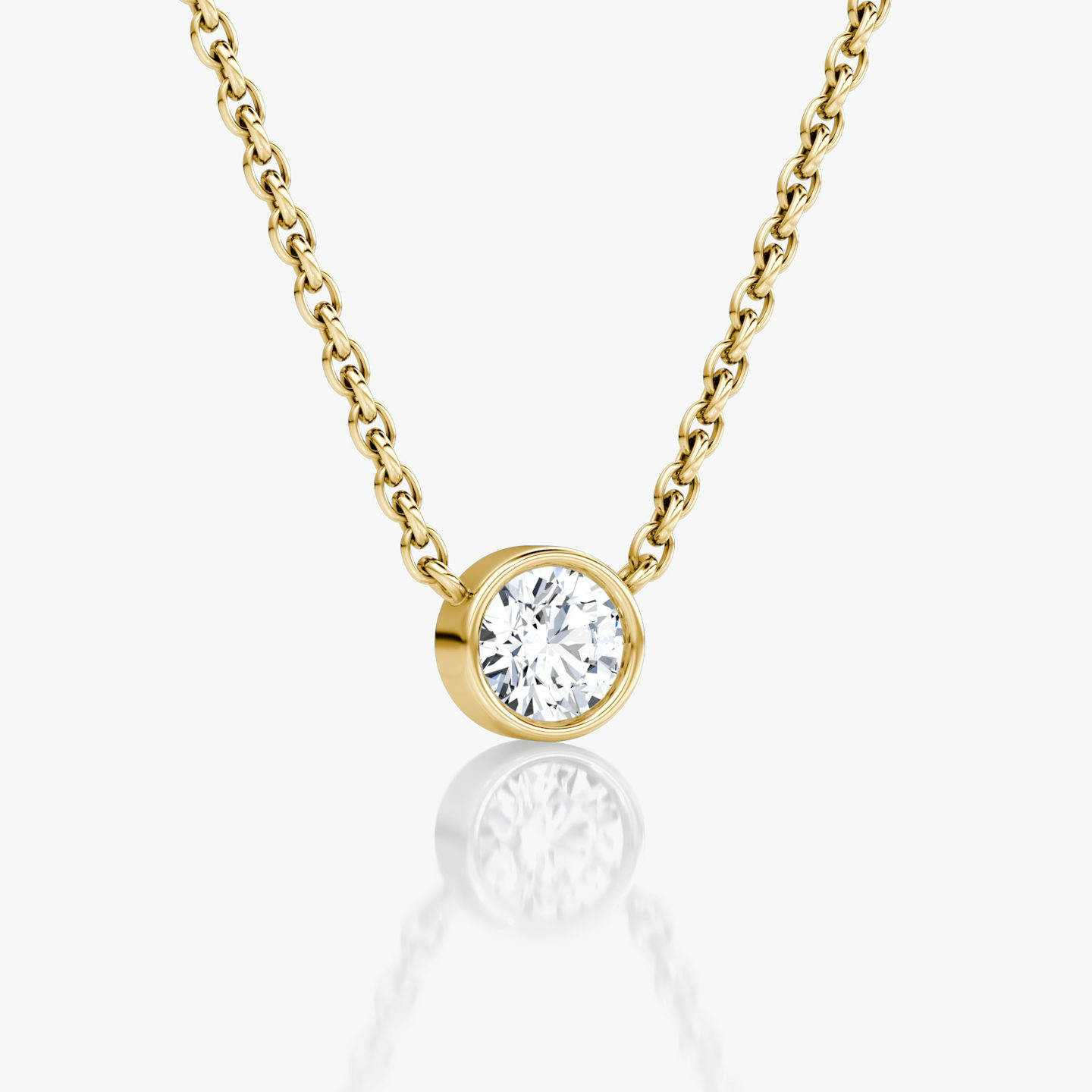 Bezel Solitaire Necklace | Round Brilliant | 14k | Yellow Gold | caratWeight: 0.10ct