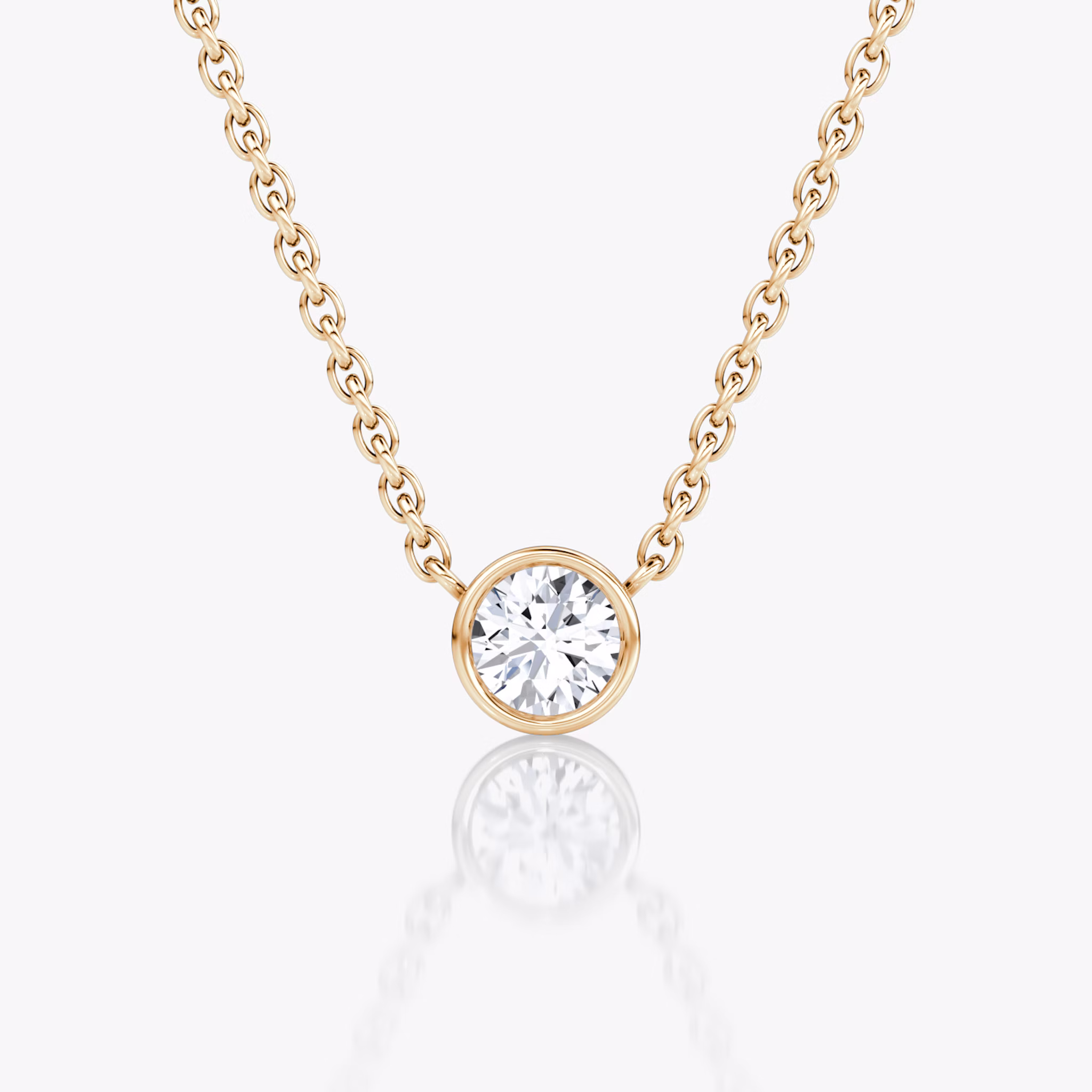 Bezel Solitaire Necklace | Round Brilliant | 14k | Rose Gold | caratWeight: 0.10ct