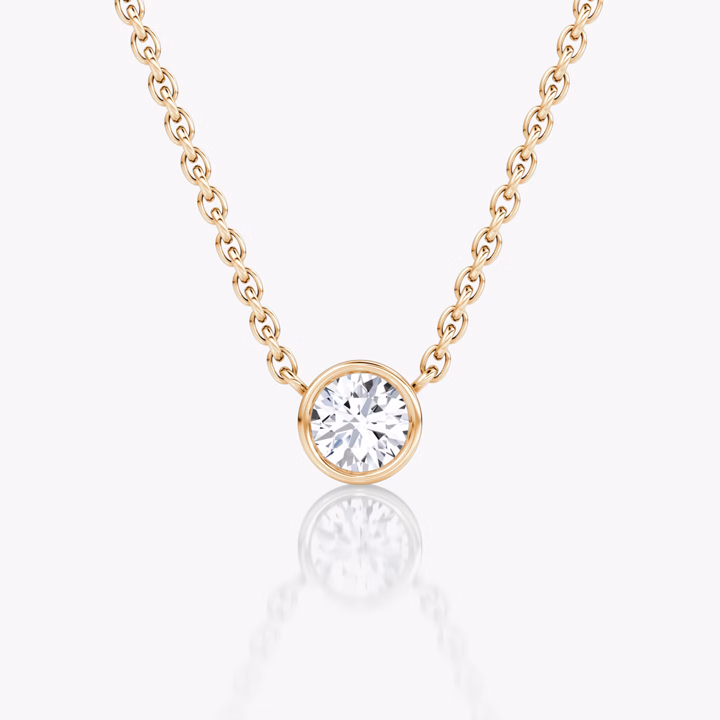 Bezel Solitaire Necklace | Round Brilliant | 14k | Rose Gold | caratWeight: 0.10ct