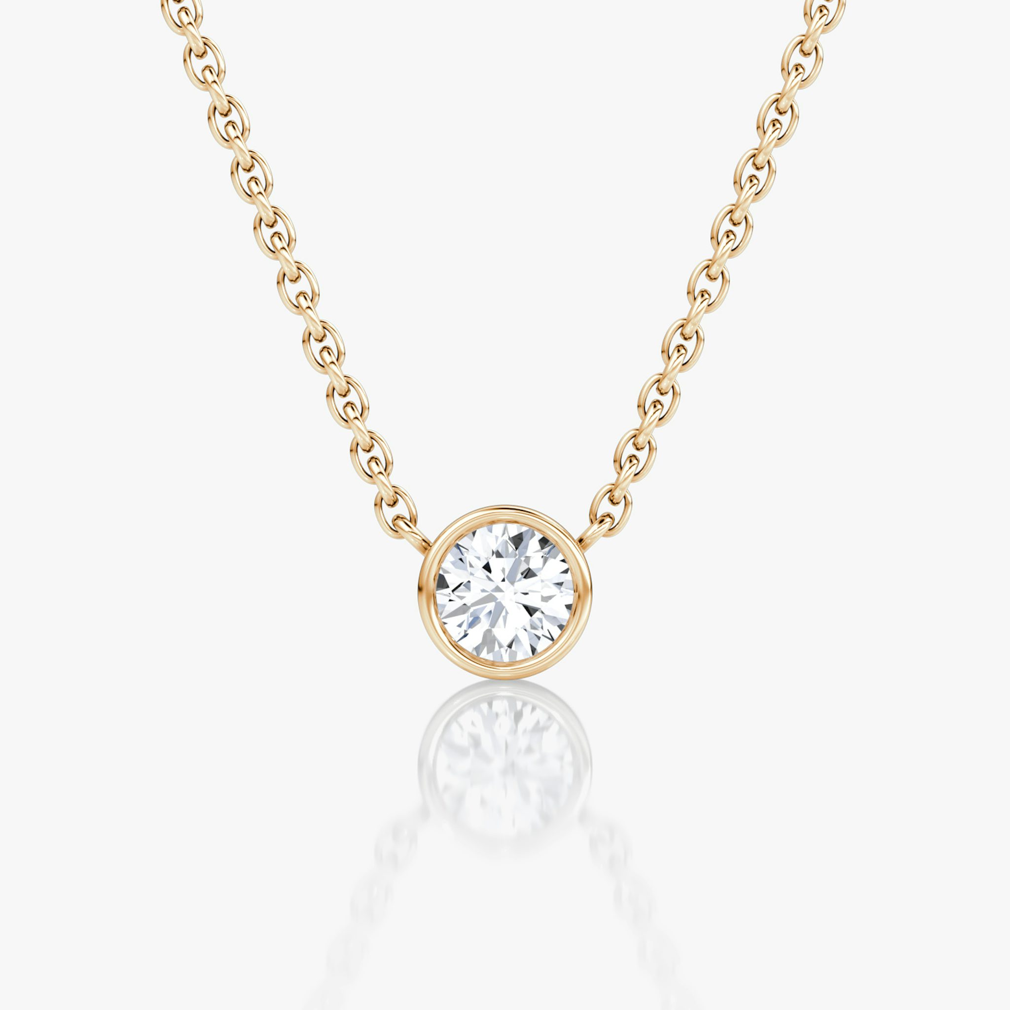 Bezel Solitaire Necklace | Round Brilliant | 14k | Rose Gold | caratWeight: 0.10ct