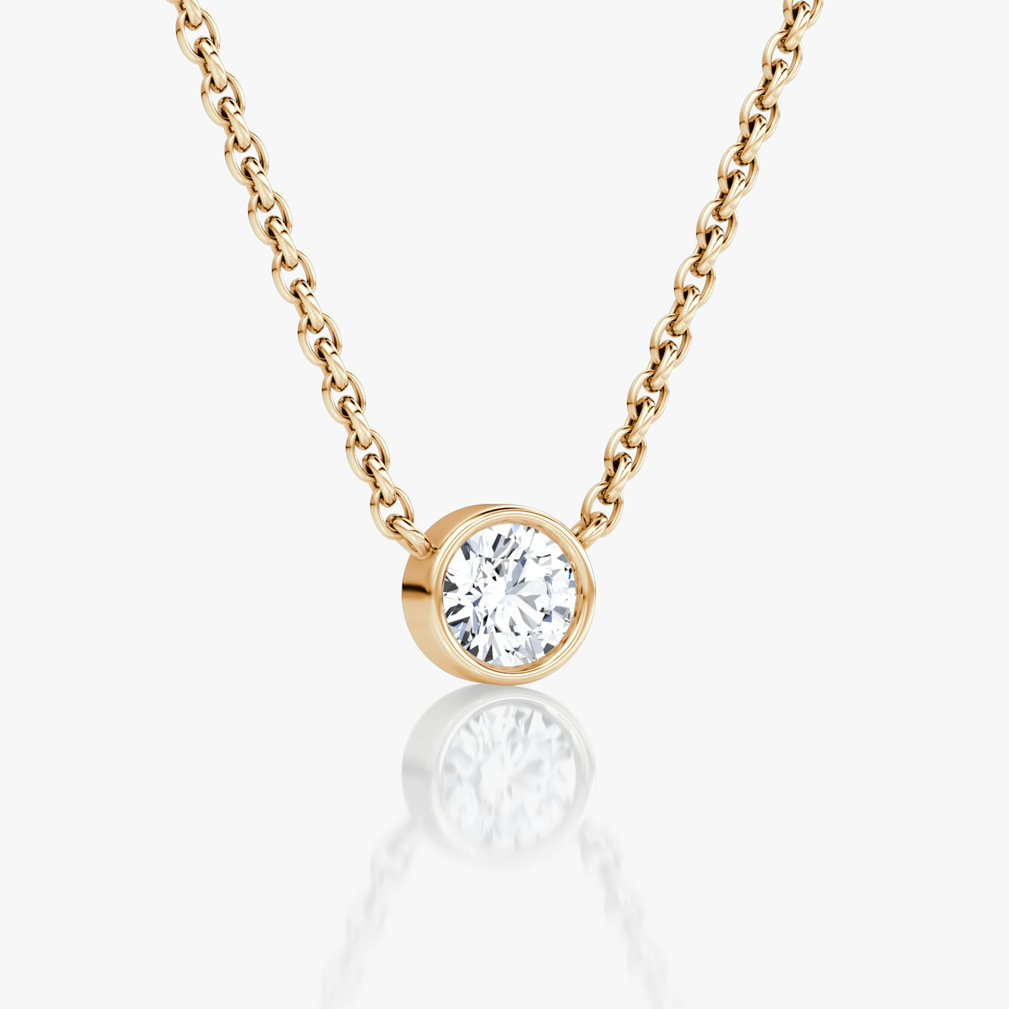Bezel Solitaire Necklace | Round Brilliant | 14k | Rose Gold | caratWeight: 0.10ct
