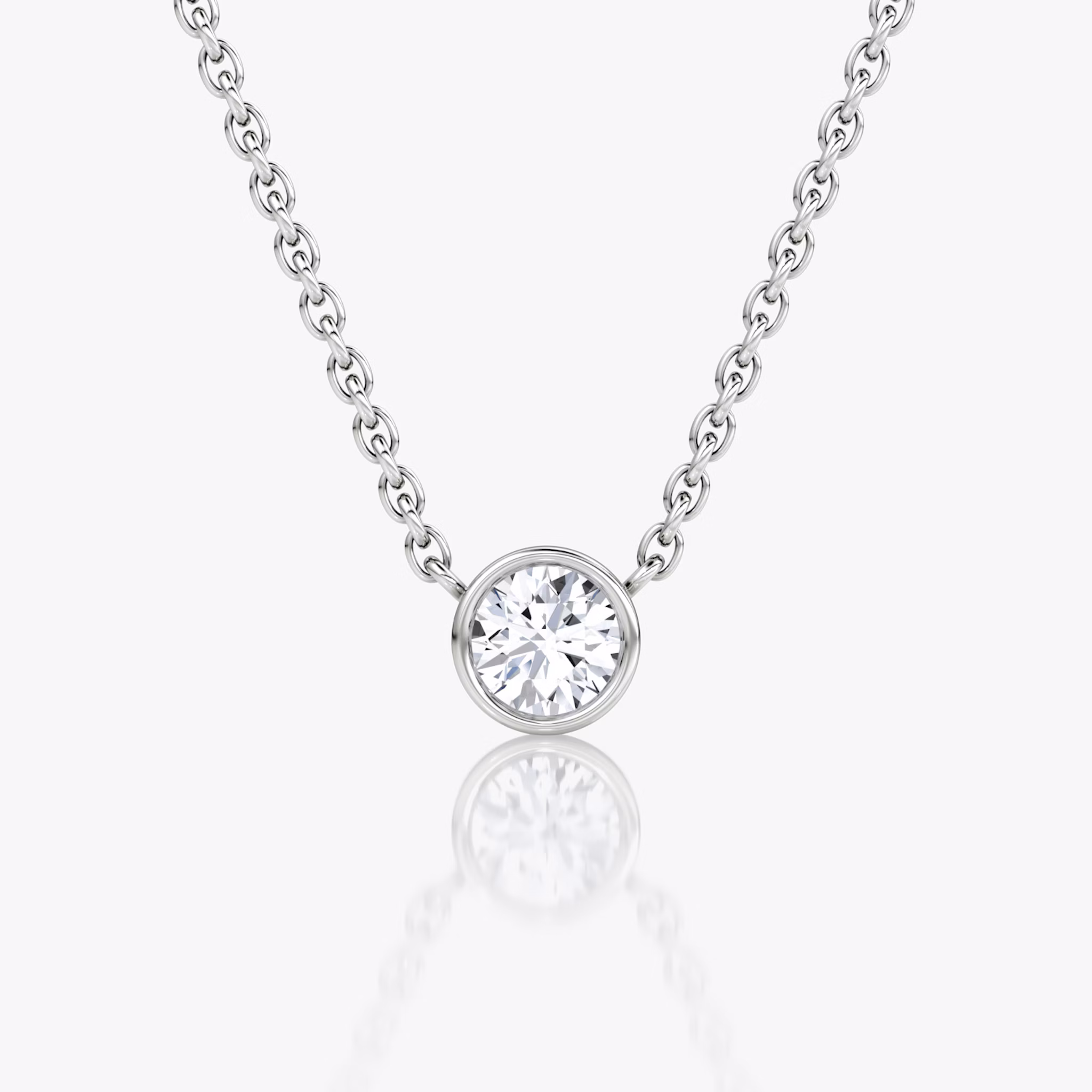 Collar Bezel Solitario | Brillante | 14k | Oro blanco | caratWeight: 0.10ct