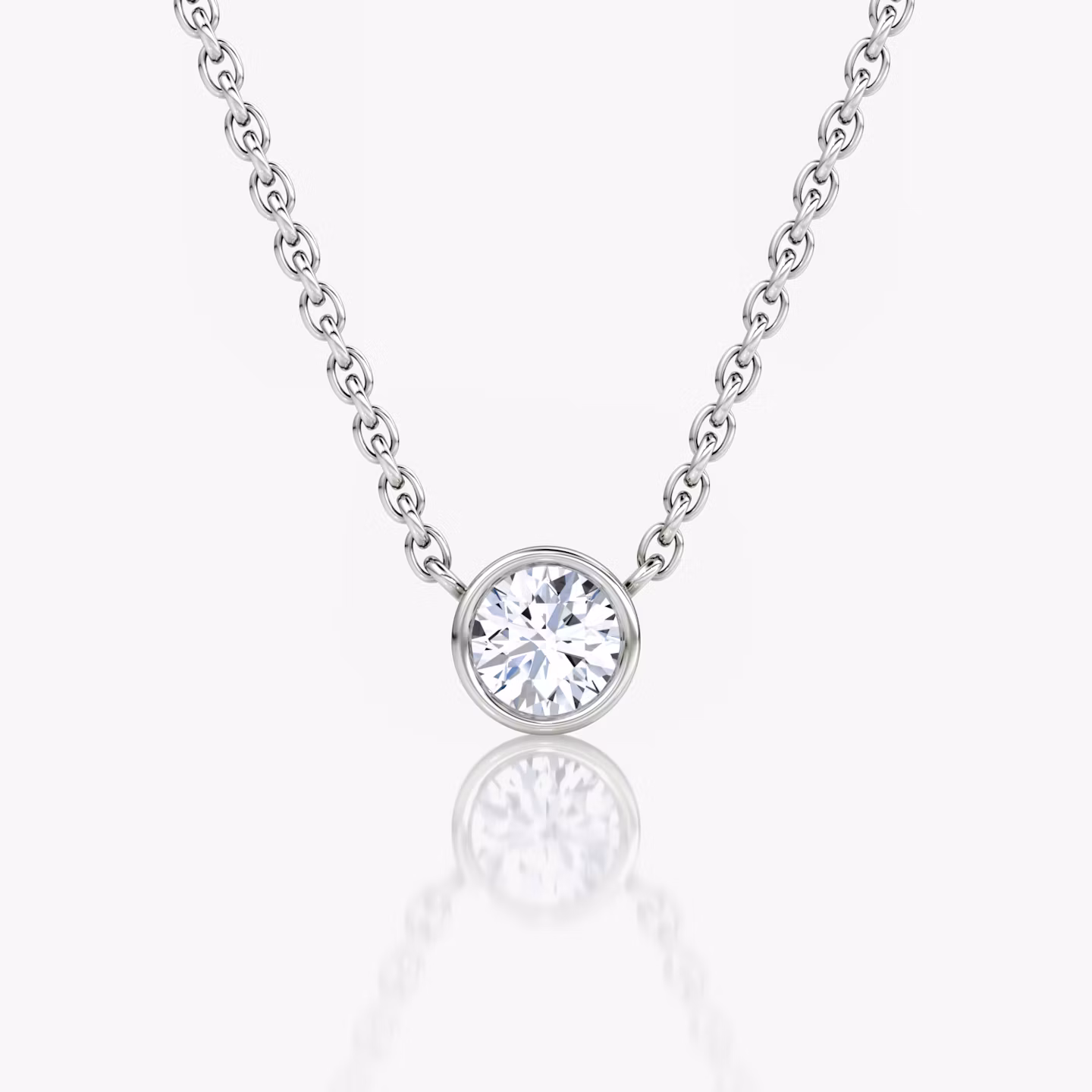 Bezel Solitaire Necklace Round Brilliant | White Gold