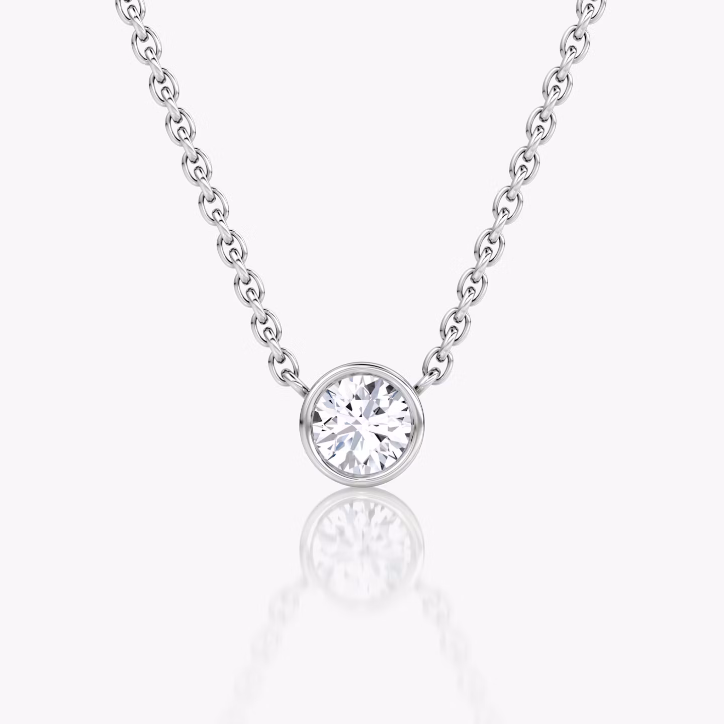 Bezel Solitaire Necklace | Round Brilliant | 14k | White Gold | caratWeight: 0.10ct