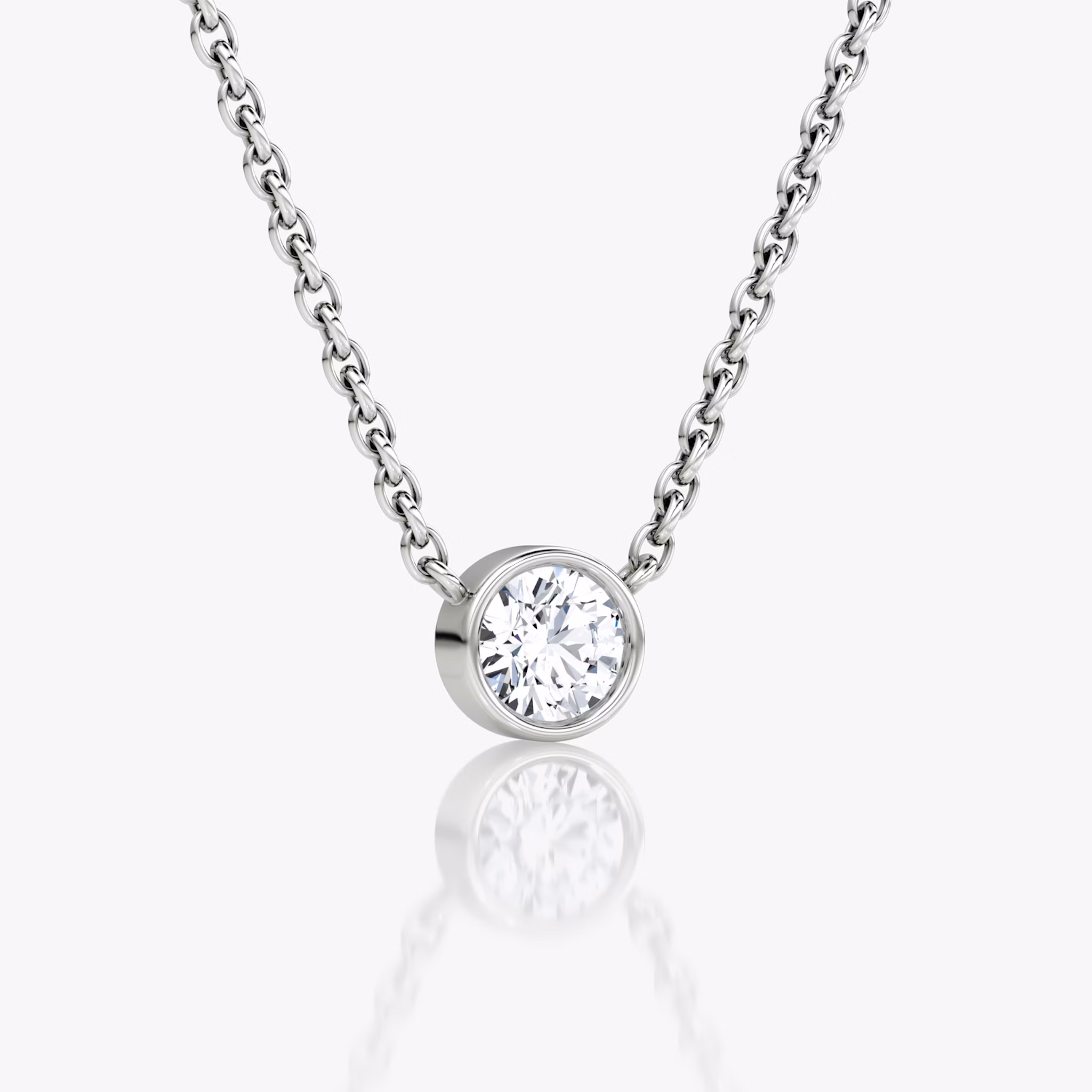 Collar Bezel Solitario | Brillante | 14k | Oro blanco | caratWeight: 0.10ct