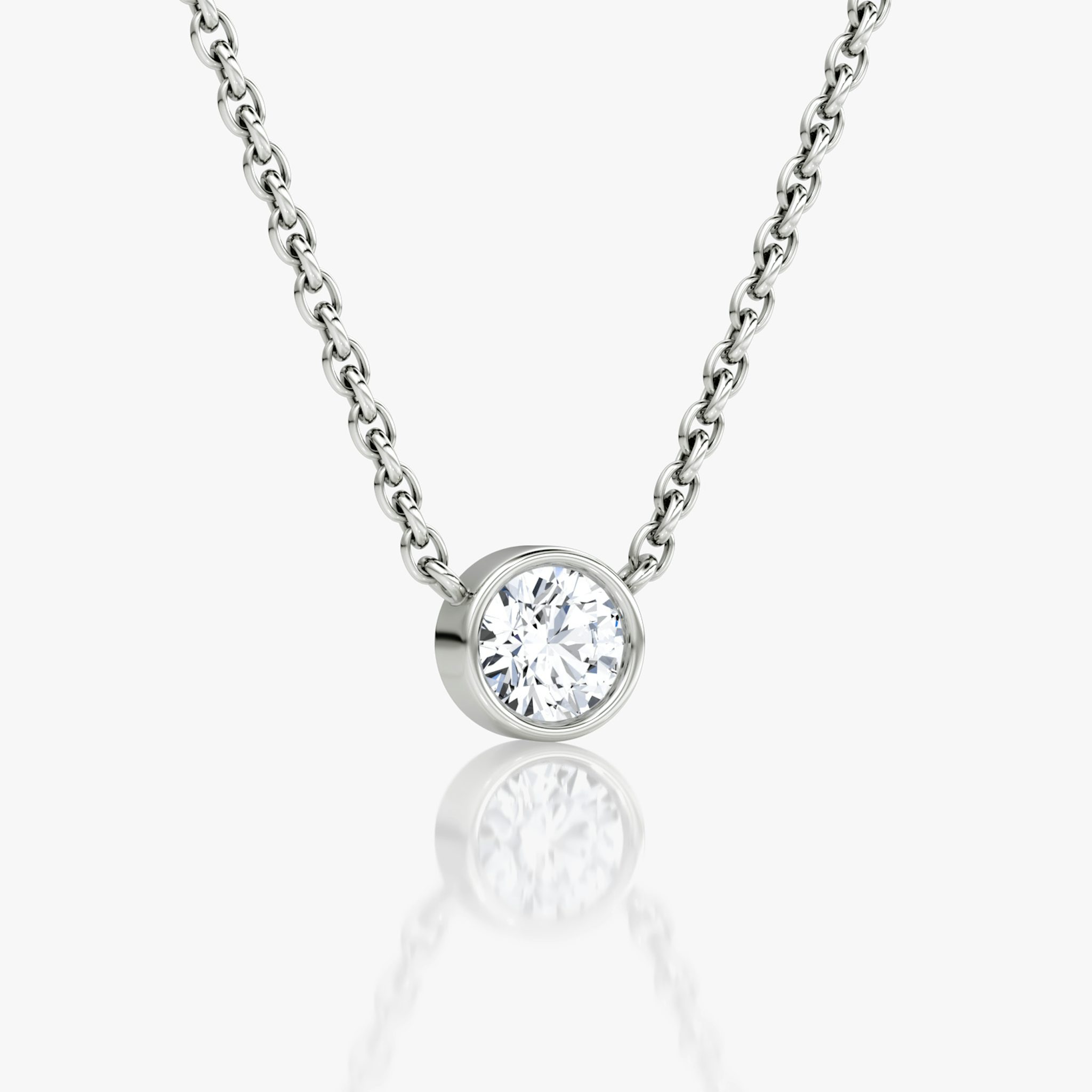 Collar Bezel Solitario | Brillante | 14k | Oro blanco | caratWeight: 0.10ct