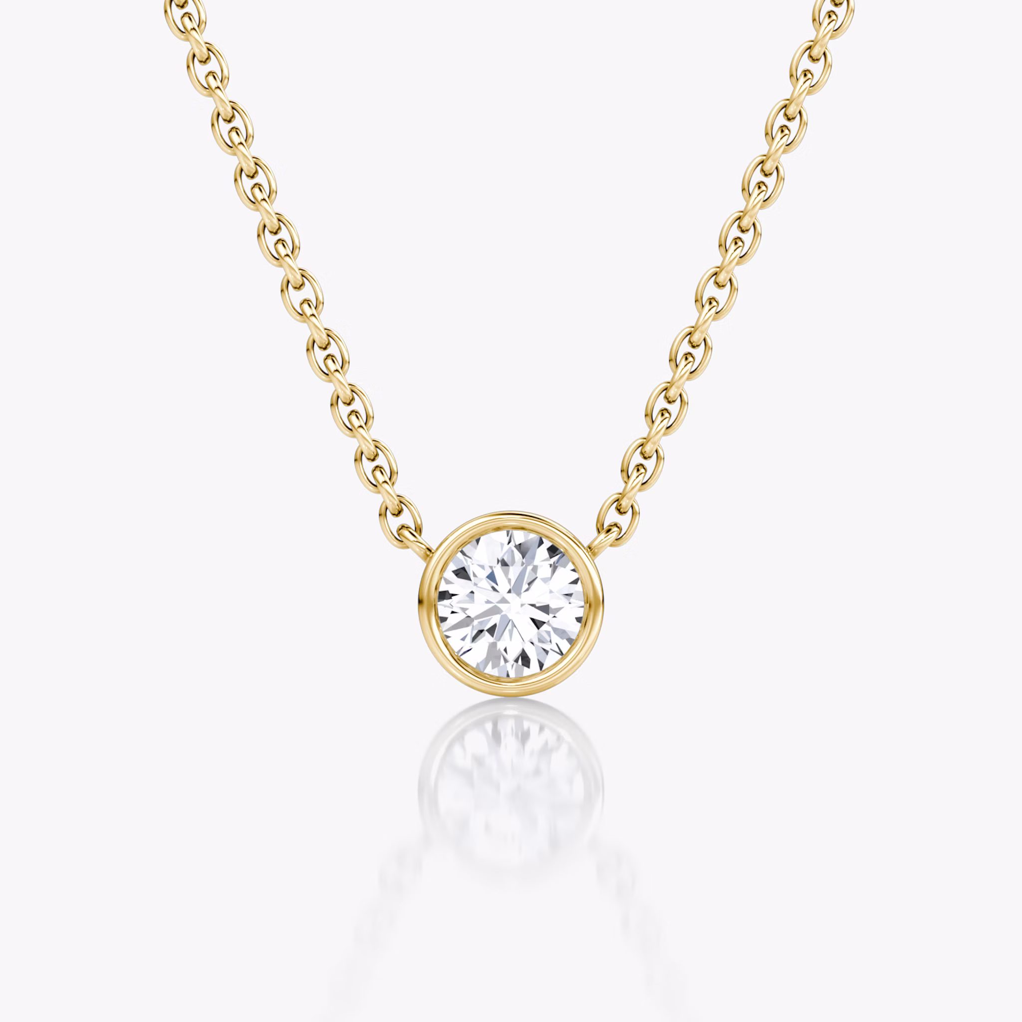 Bezel Solitaire Necklace | Round Brilliant | 14k | Yellow Gold | caratWeight: 0.25ct