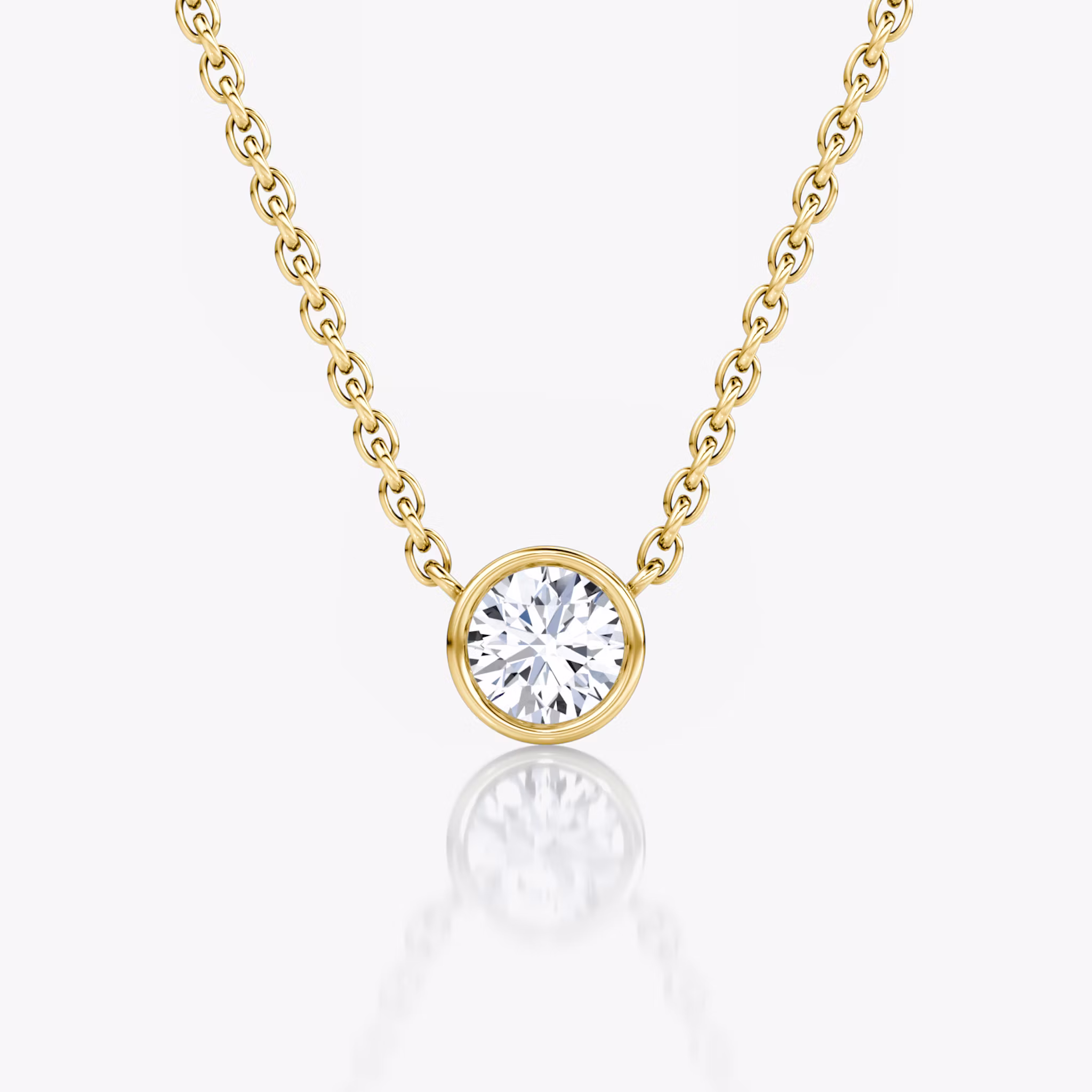 Bezel Solitaire Necklace Round Brilliant | Yellow Gold