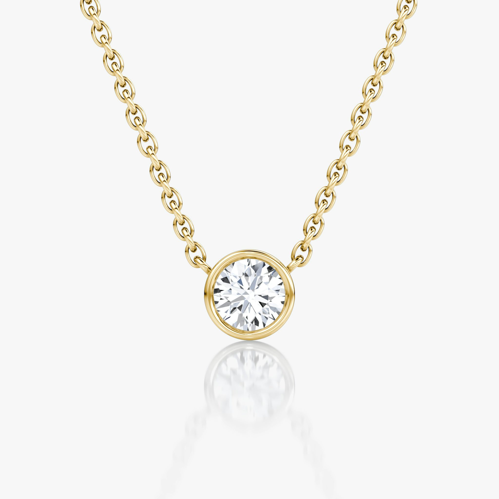 Bezel Solitaire Necklace | Round Brilliant | 14k | Yellow Gold | caratWeight: 0.25ct