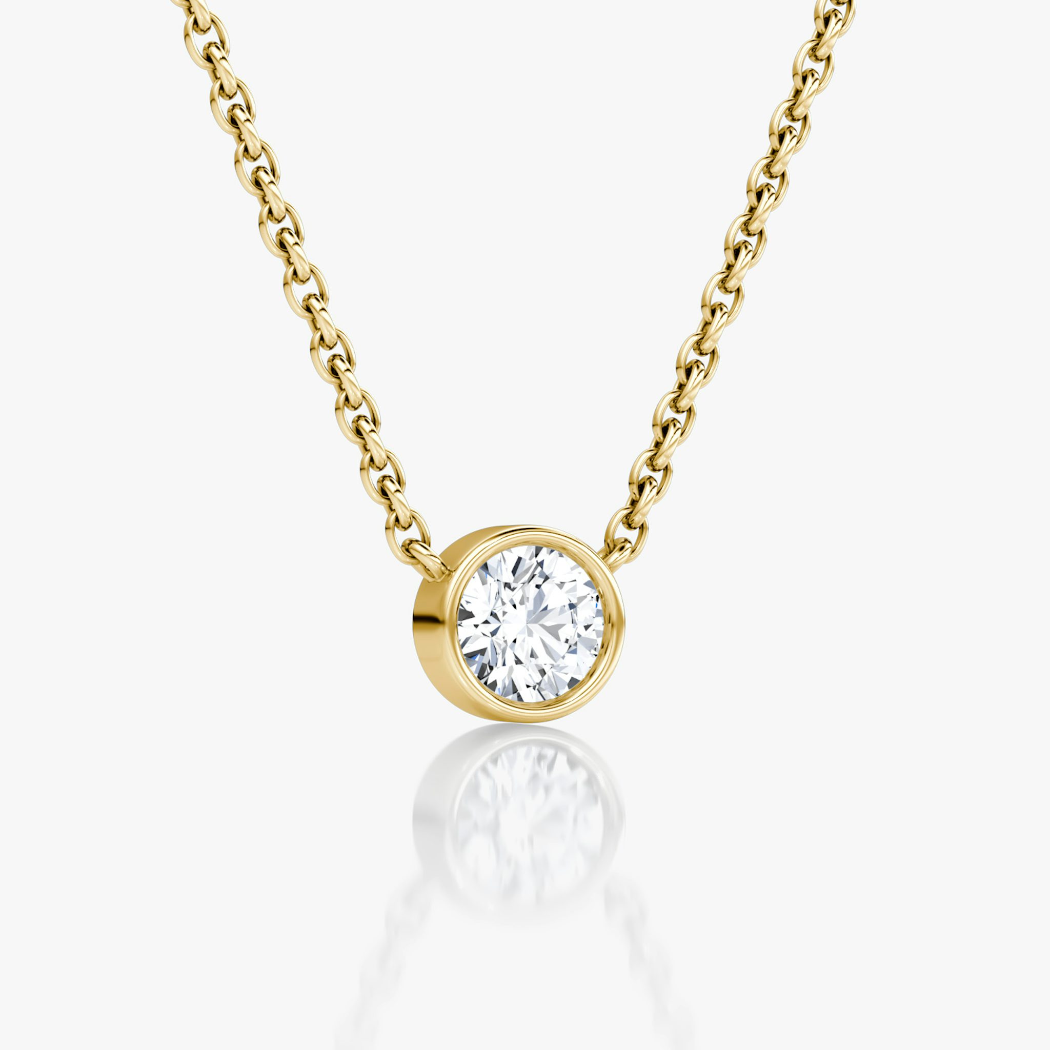 Bezel Solitaire Necklace | Round Brilliant | 14k | Yellow Gold | caratWeight: 0.25ct