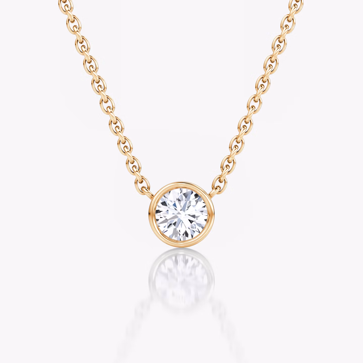 Bezel Solitaire Necklace Round Brilliant | Rose Gold