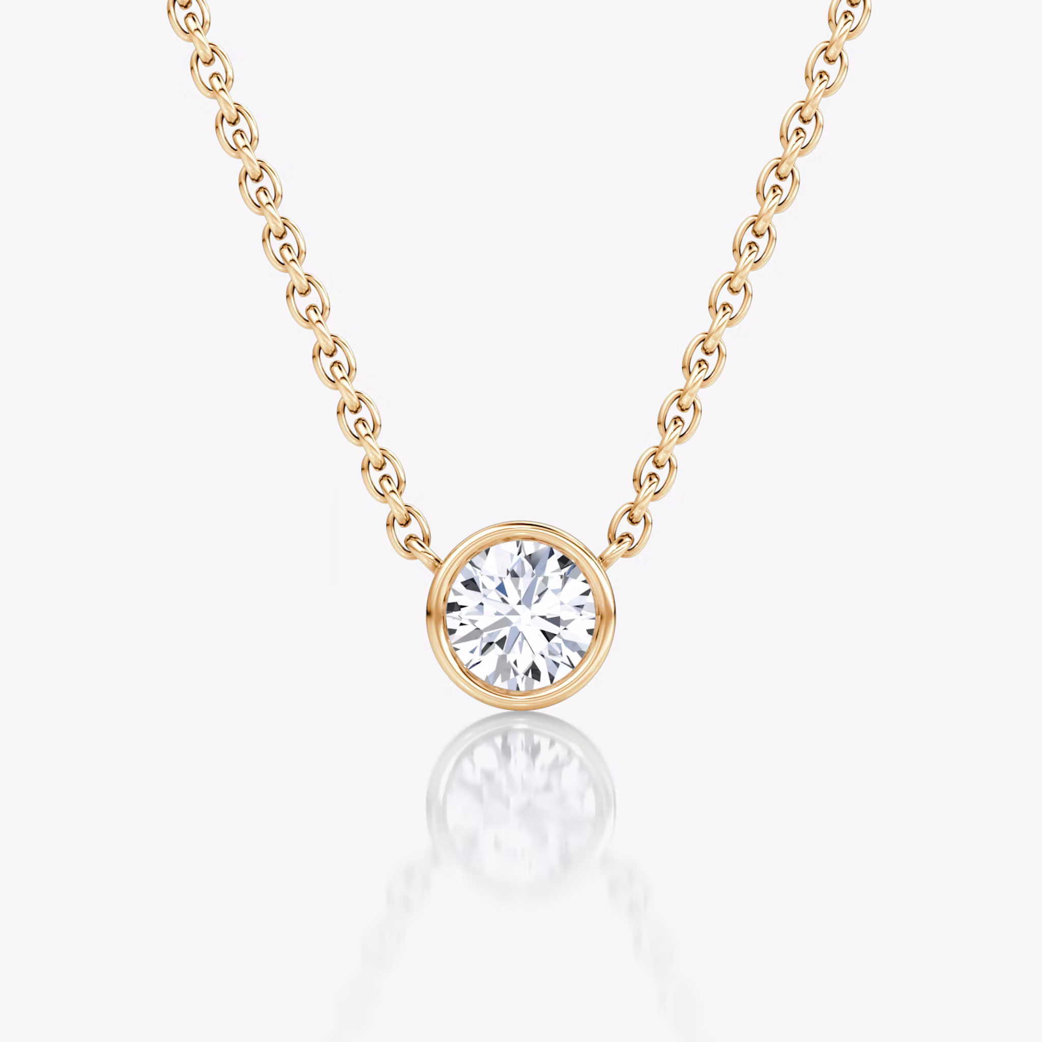 Bezel Solitaire Necklace Round Brilliant | Rose Gold