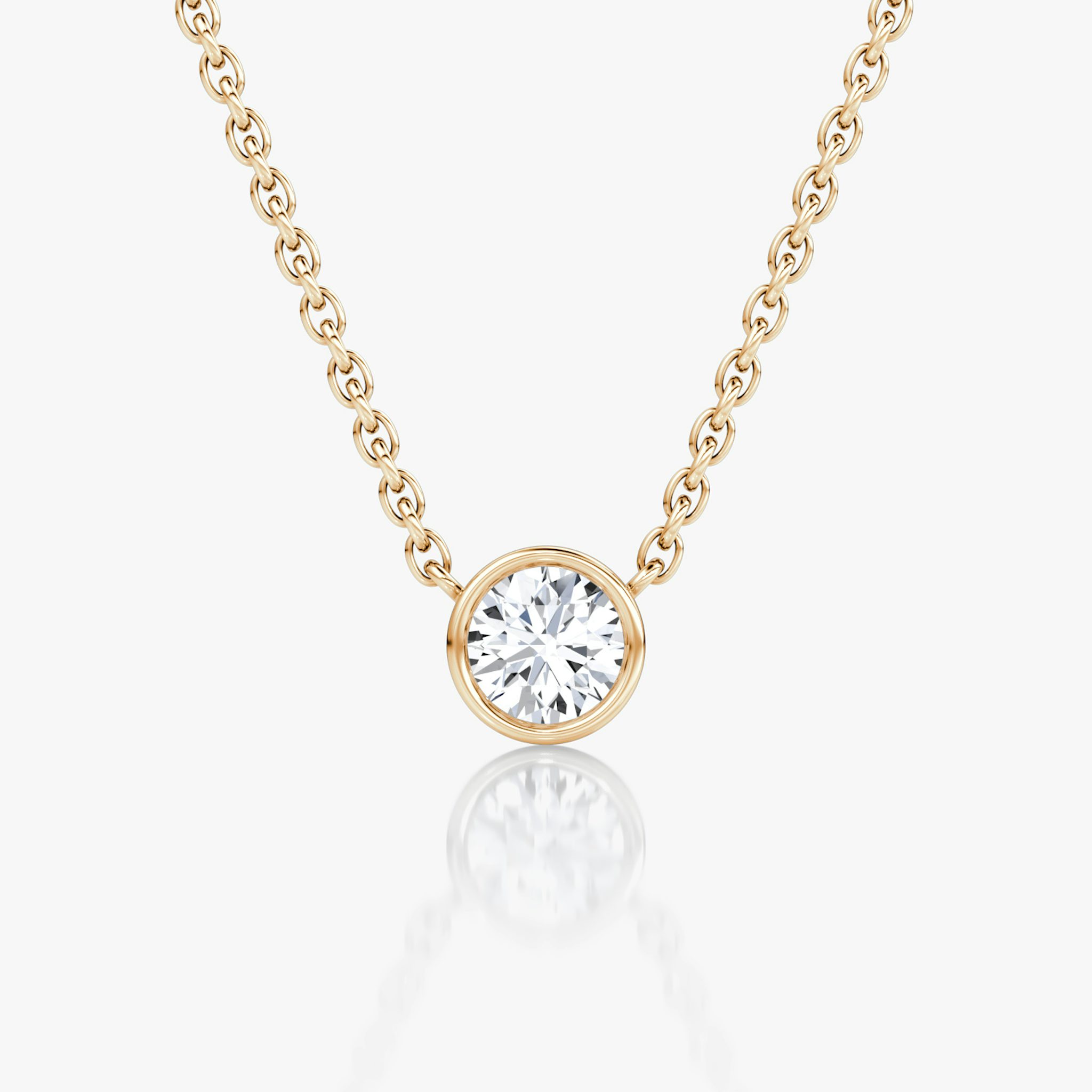 Bezel Solitaire Necklace | Round Brilliant | 14k | Rose Gold | caratWeight: 0.25ct