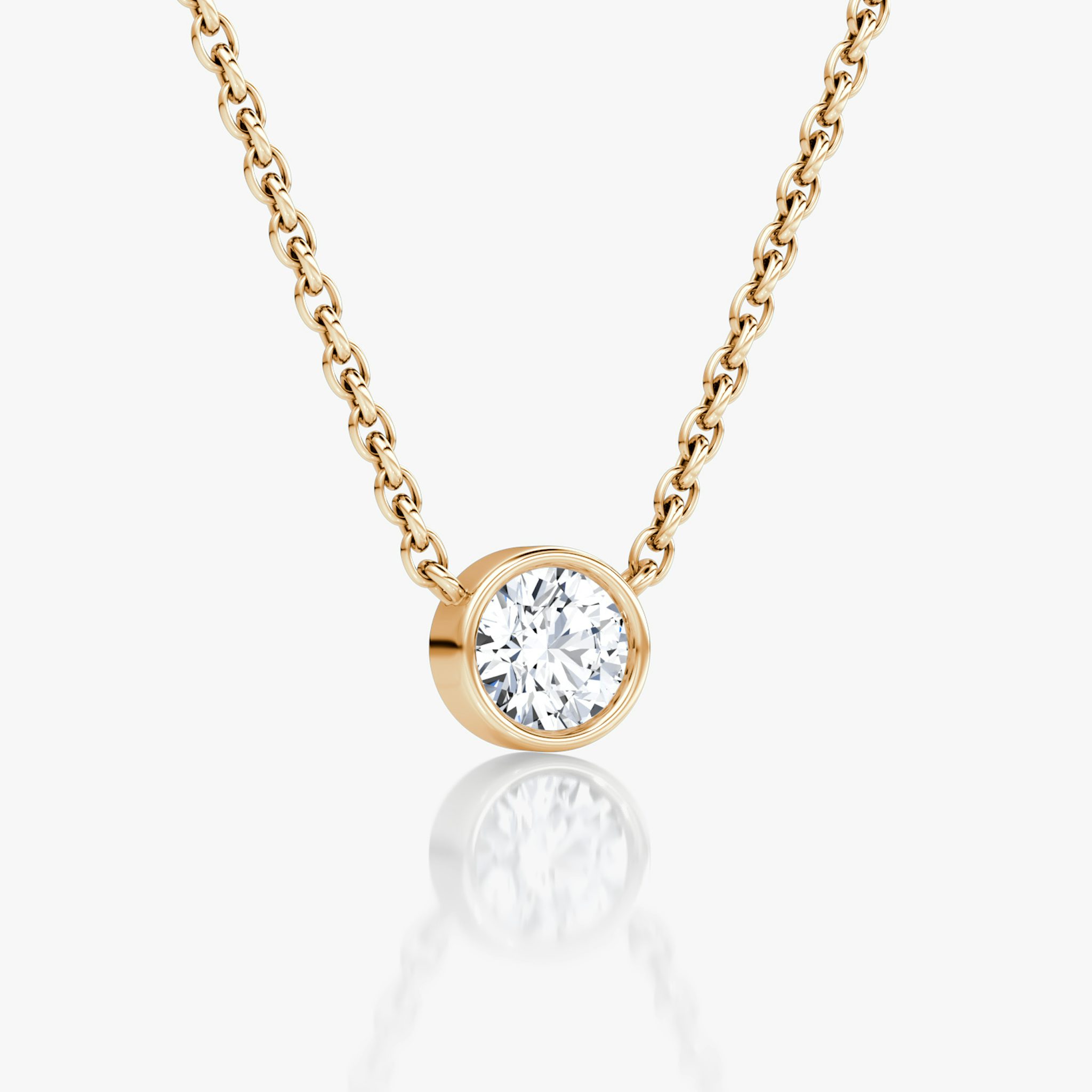 Bezel Solitaire Necklace | Round Brilliant | 14k | Rose Gold | caratWeight: 0.25ct