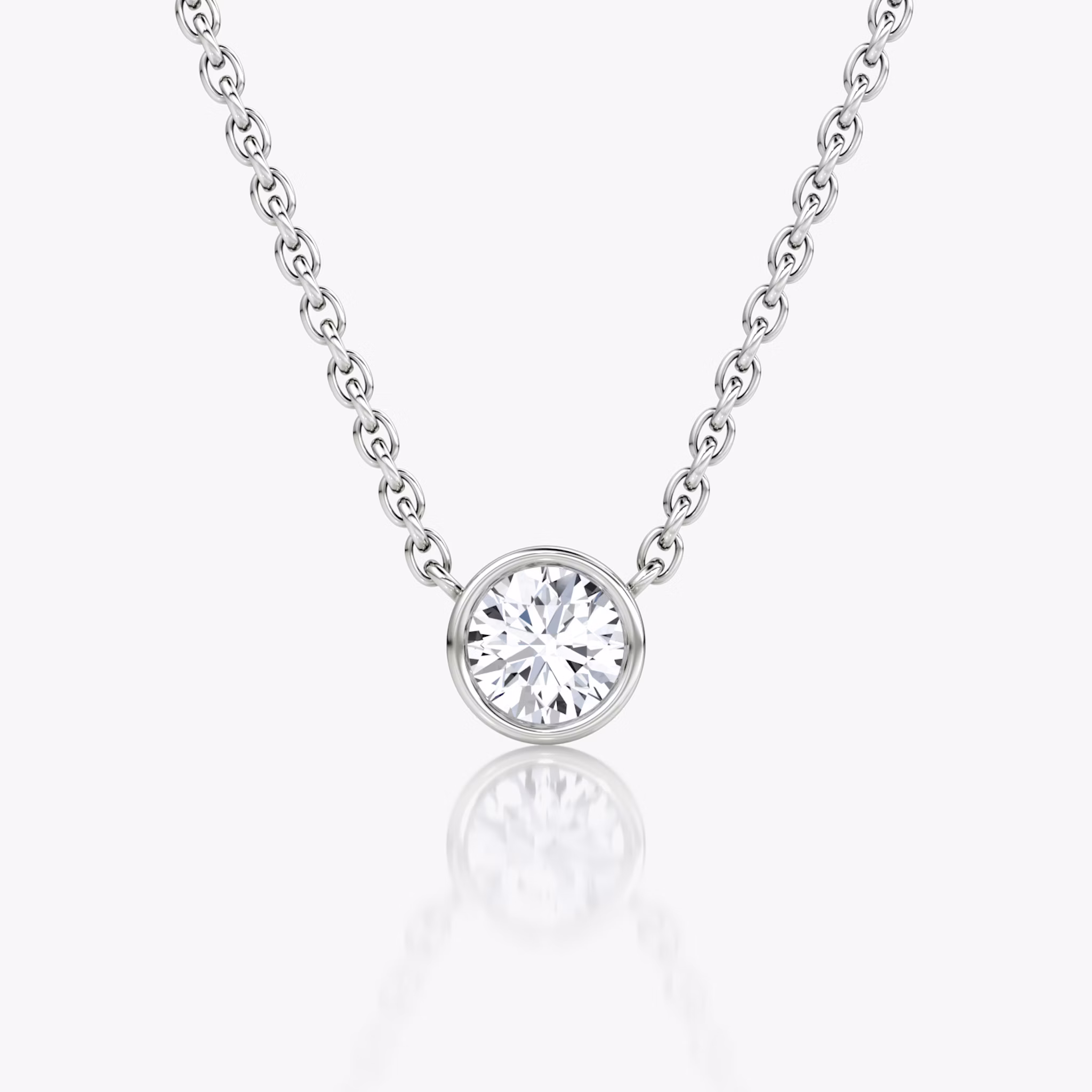 Bezel Solitaire Necklace | Round Brilliant | 14k | White Gold | caratWeight: 0.25ct