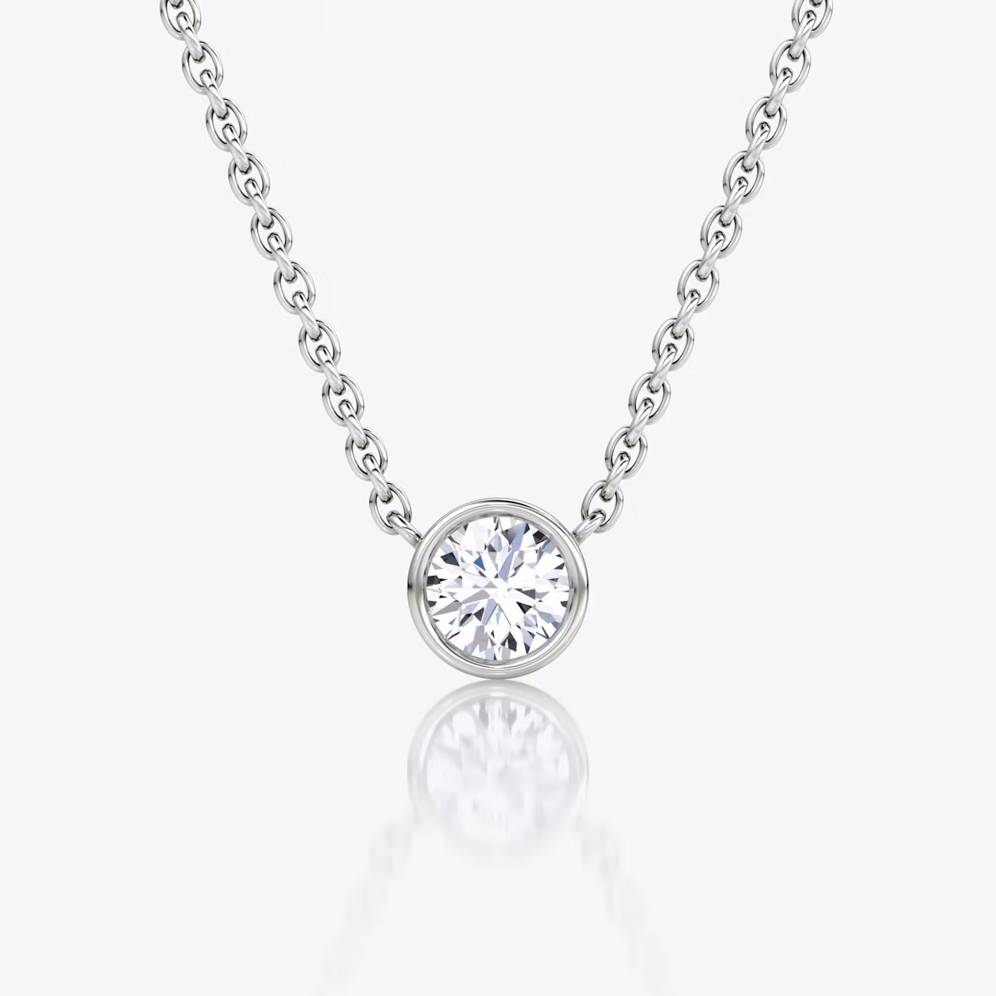 Bezel Solitaire Necklace Round Brilliant | White Gold
