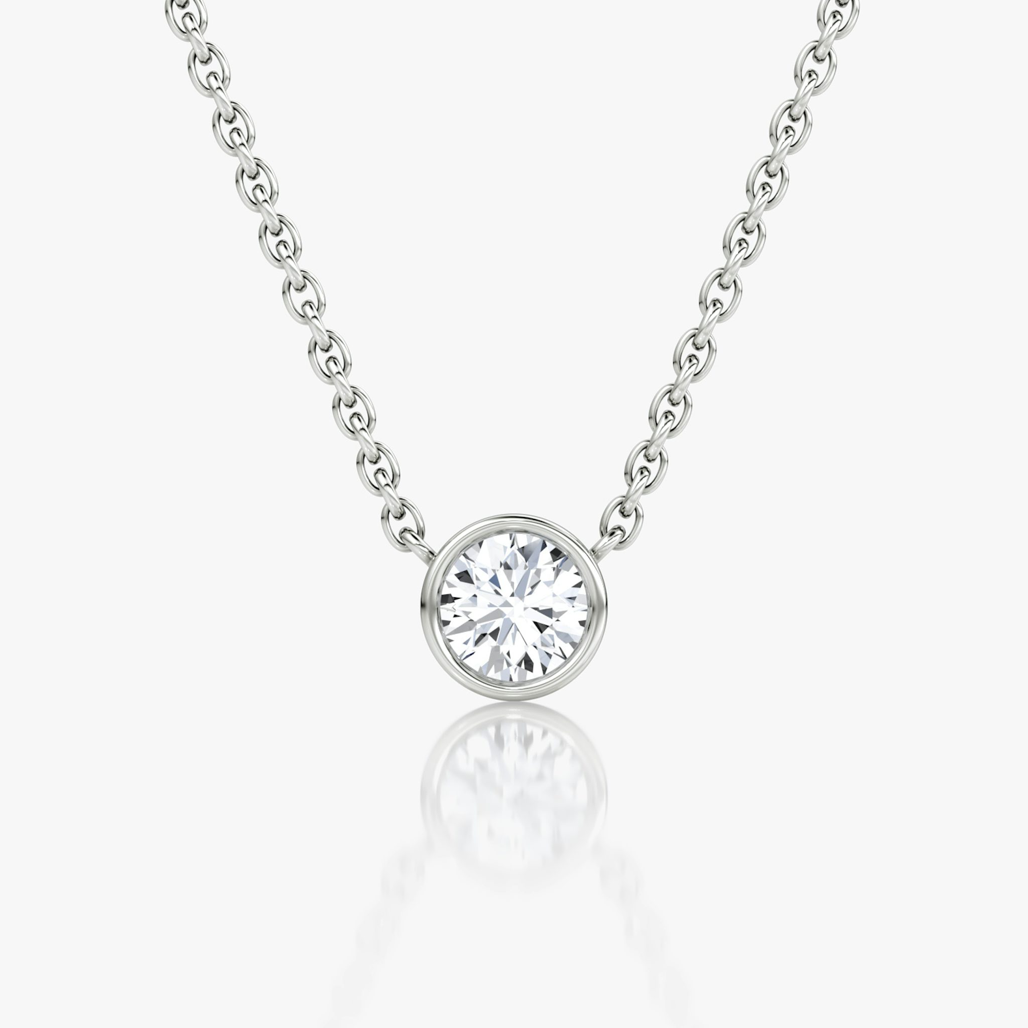 Bezel Solitaire Necklace | Round Brilliant | 14k | White Gold | caratWeight: 0.25ct