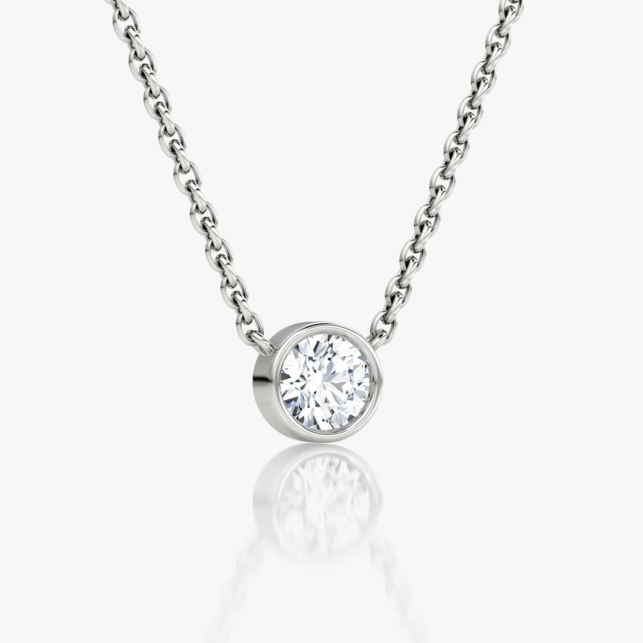 Bezel Solitaire Necklace | Round Brilliant | 14k | White Gold | caratWeight: 0.25ct