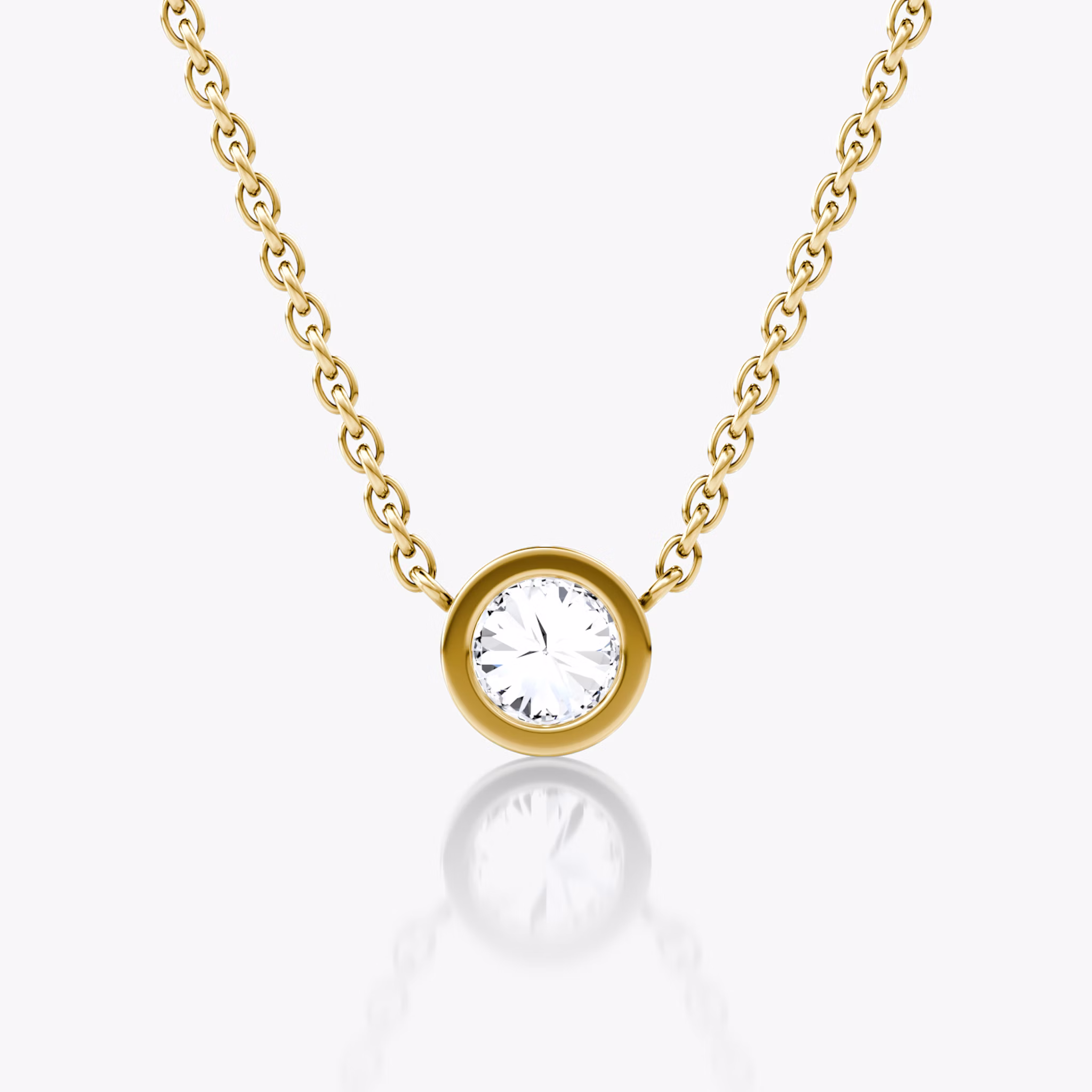 Bezel Solitaire Necklace | Round Brilliant | 14k | Yellow Gold | caratWeight: 0.30ct