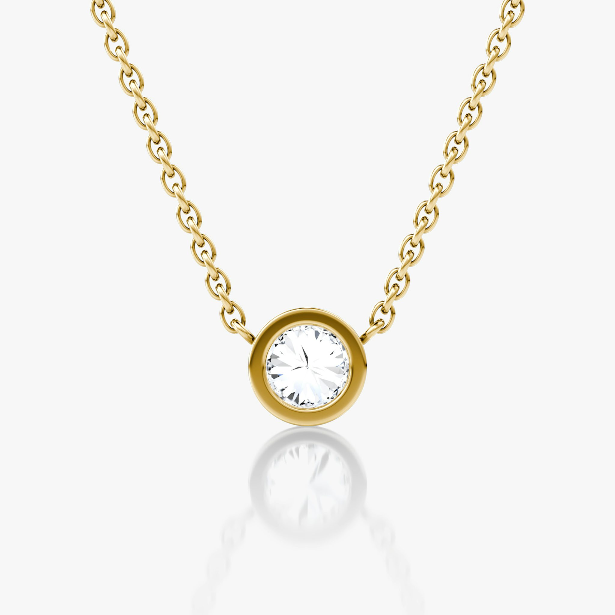 Bezel Solitaire Necklace | Round Brilliant | 14k | Yellow Gold | caratWeight: 0.30ct