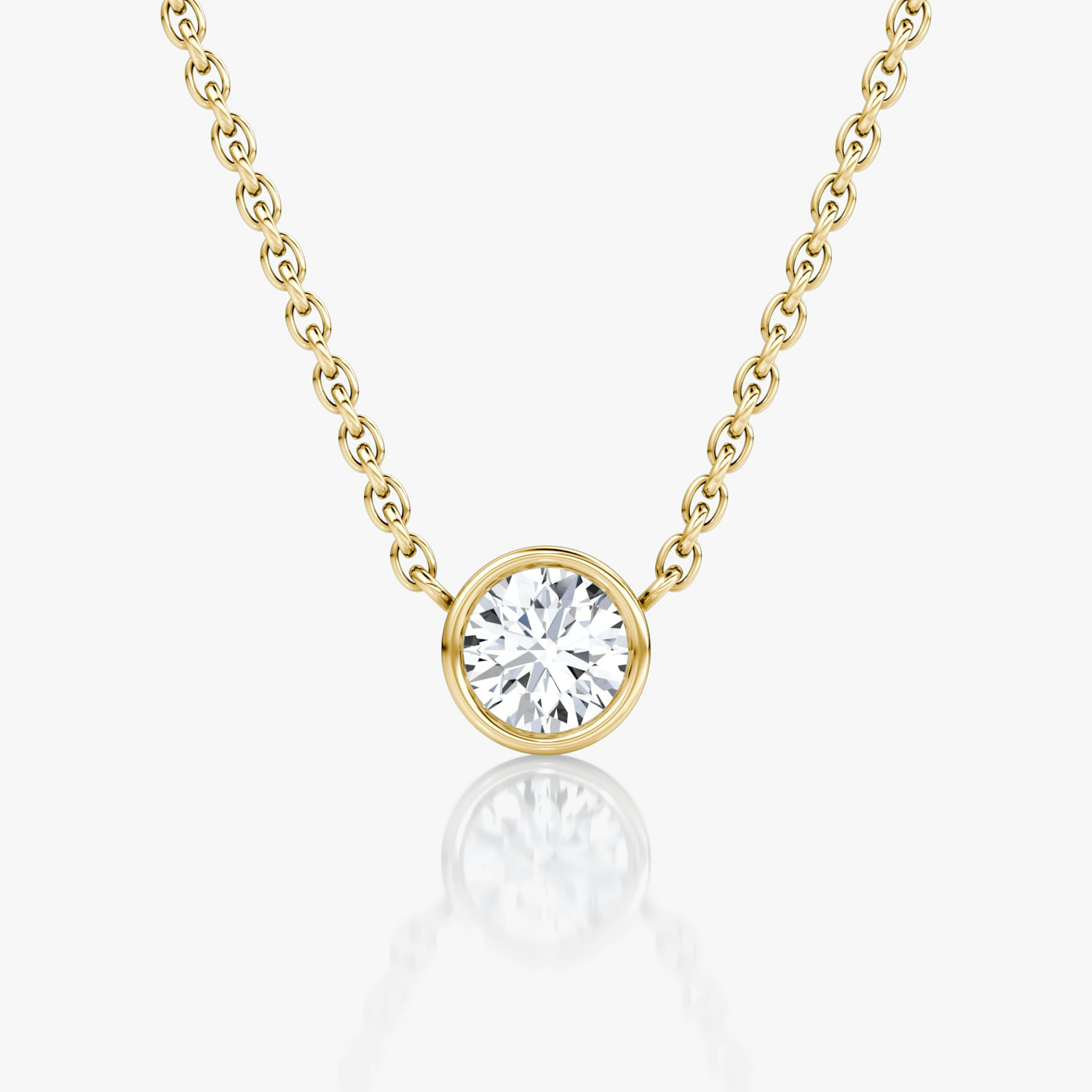 Bezel Solitaire Necklace | Round Brilliant | 14k | Yellow Gold | caratWeight: 0.30ct