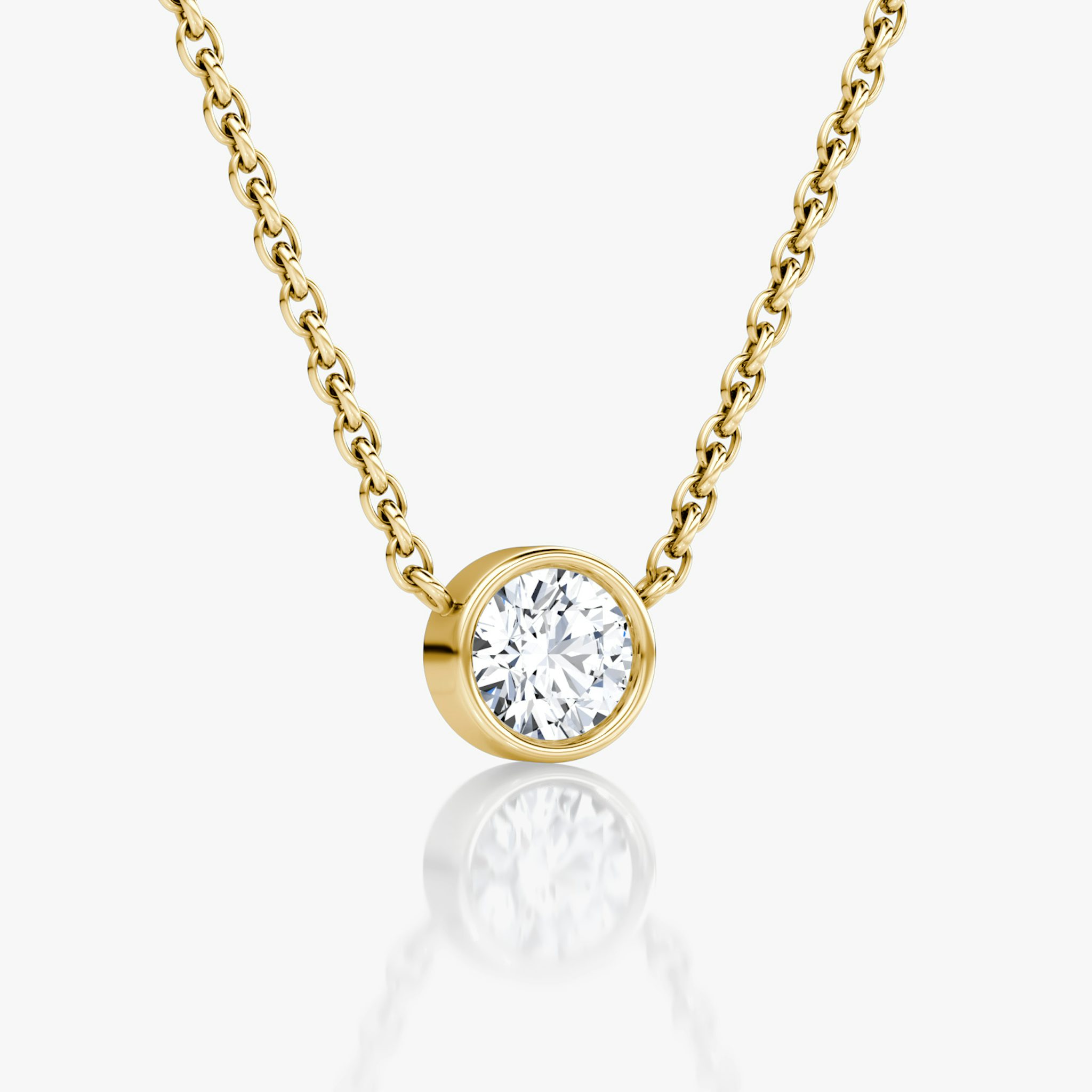 Bezel Solitaire Necklace | Round Brilliant | 14k | Yellow Gold | caratWeight: 0.30ct