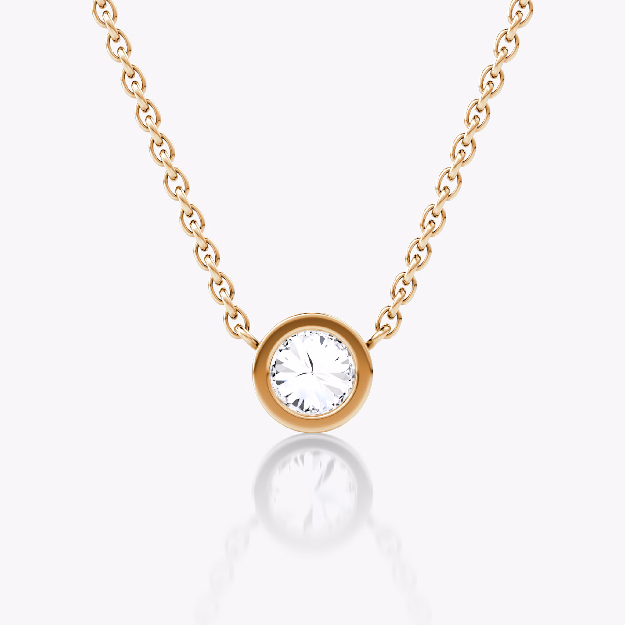 Bezel Solitaire Necklace | Round Brilliant | 14k | Rose Gold | caratWeight: 0.30ct