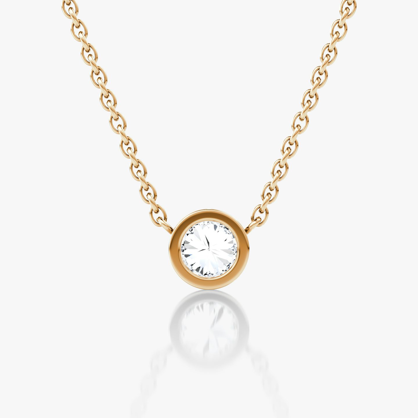 Bezel Solitaire Necklace | Round Brilliant | 14k | Rose Gold | caratWeight: 0.40ct