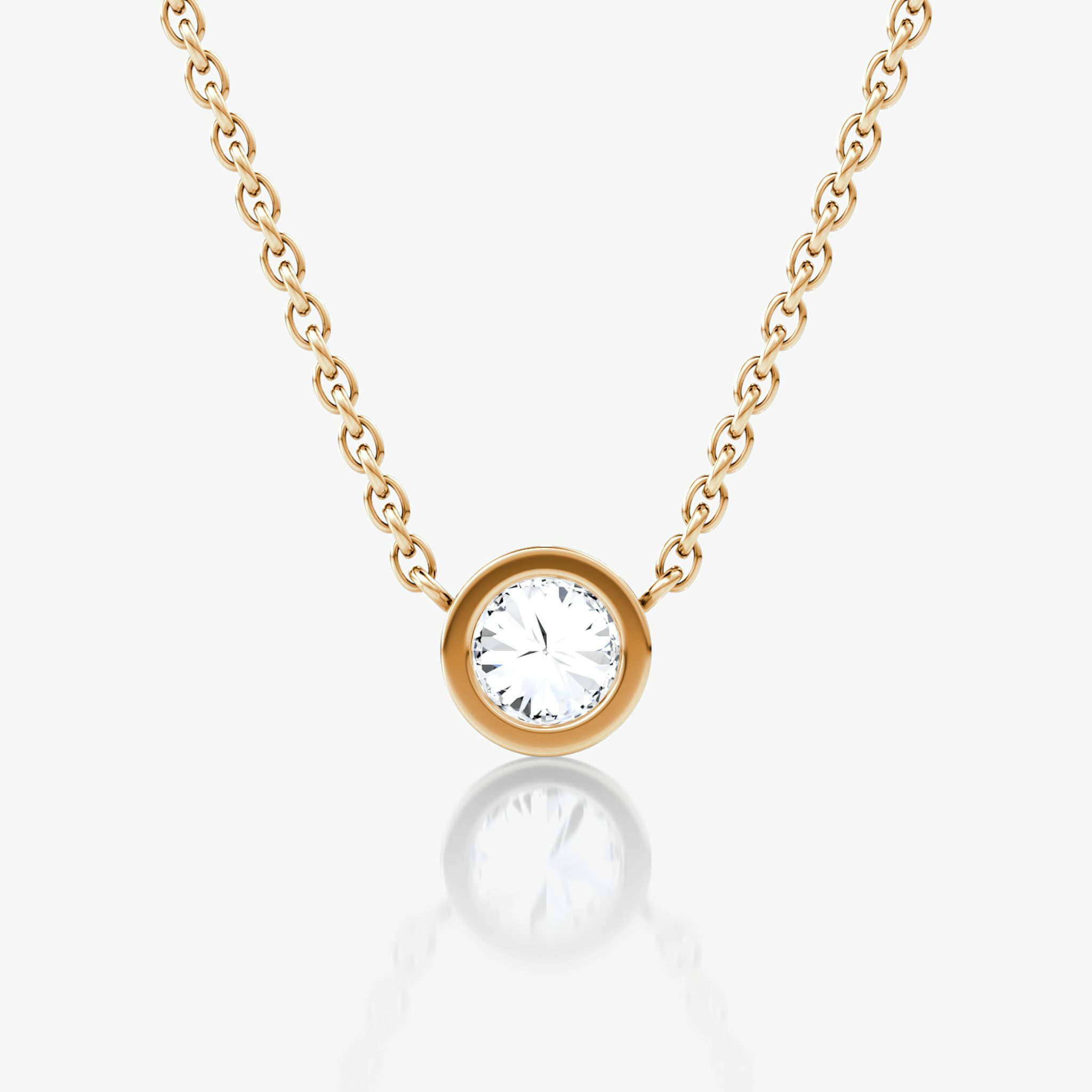 Bezel Solitaire Necklace | Round Brilliant | 14k | Rose Gold | caratWeight: 0.30ct