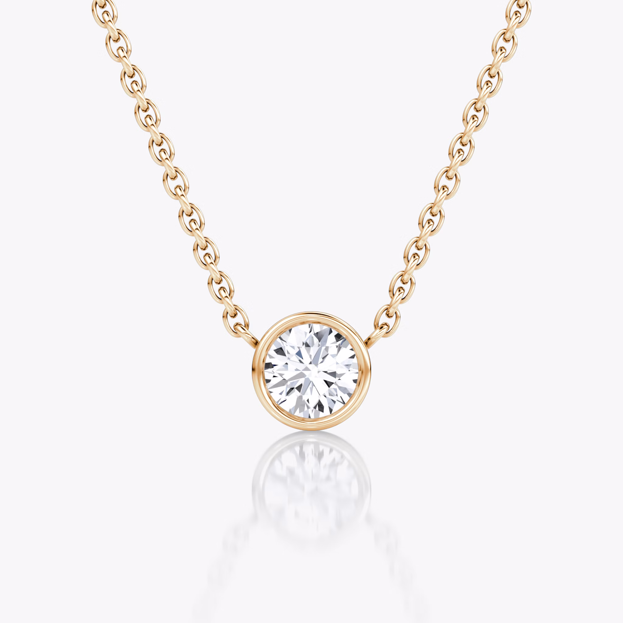 Bezel Solitaire Necklace | Round Brilliant | 14k | Rose Gold | caratWeight: 0.30ct
