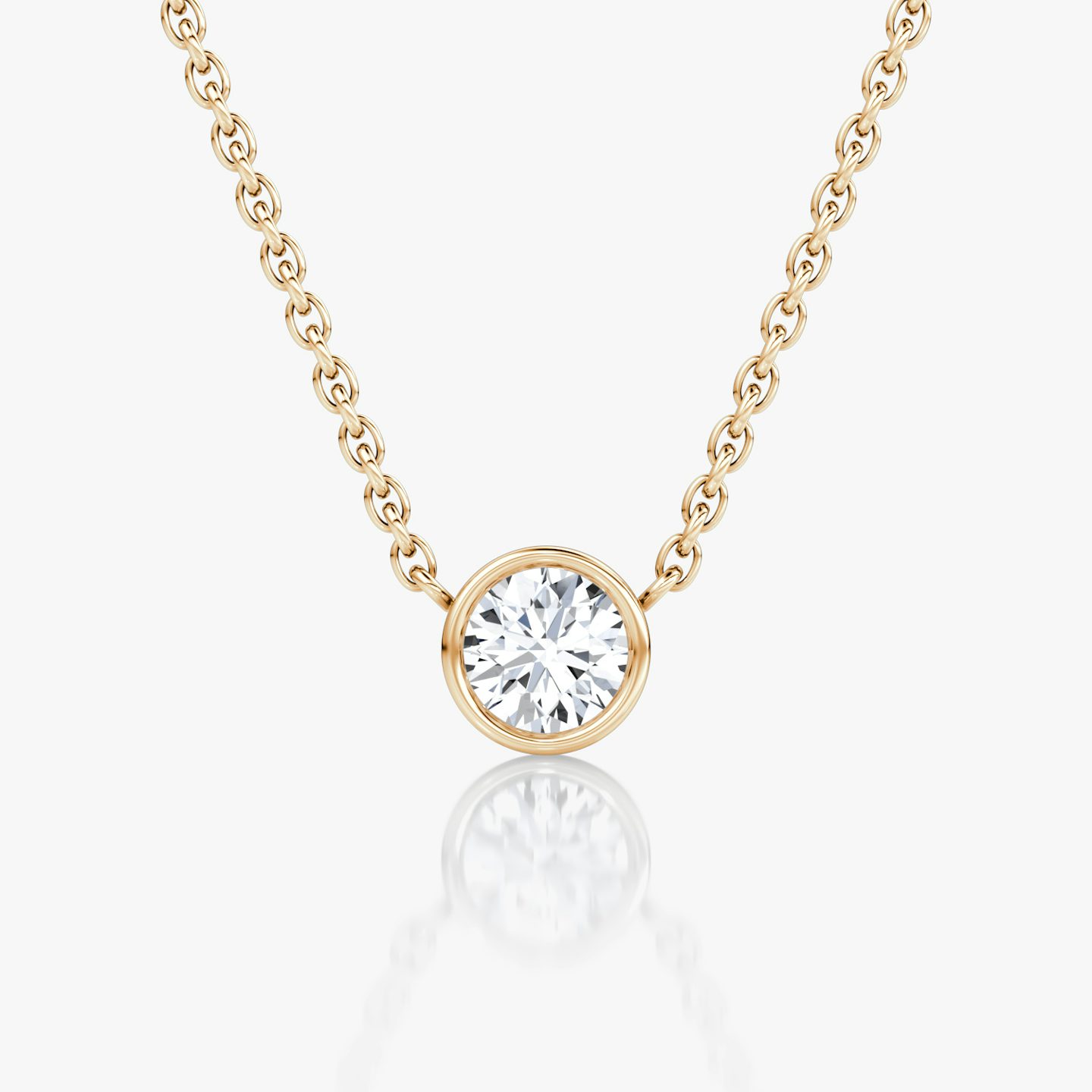 Bezel Solitaire Necklace | Round Brilliant | 14k | Rose Gold | caratWeight: 0.40ct