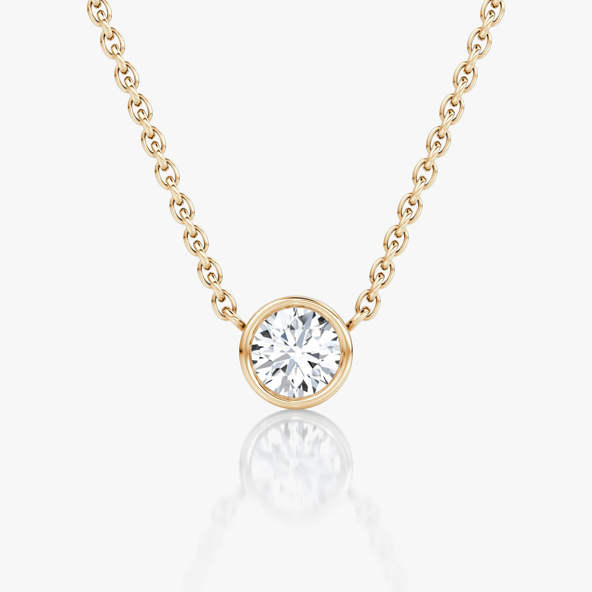 Bezel Solitaire Necklace | Round Brilliant | 14k | Rose Gold | caratWeight: 0.30ct