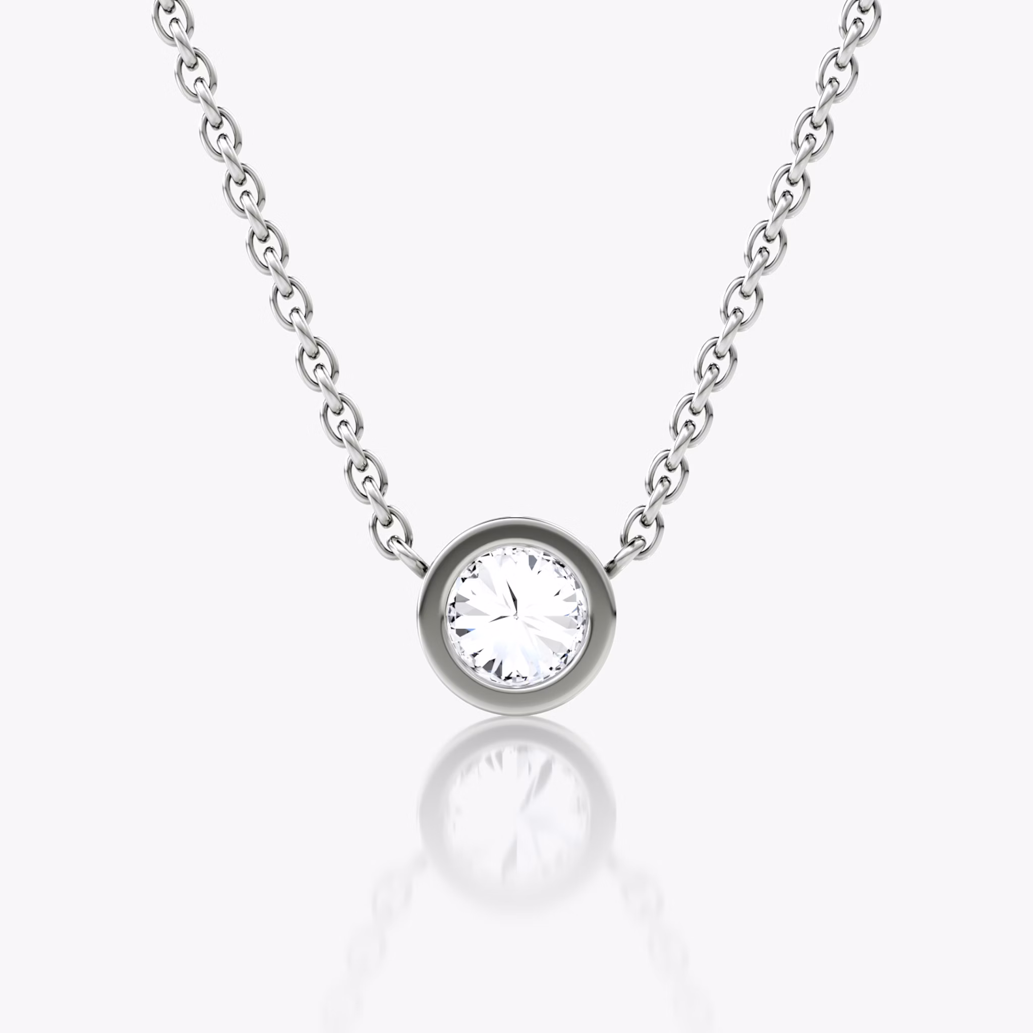 Bezel Solitaire Necklace | Round Brilliant | 14k | White Gold | caratWeight: 0.30ct