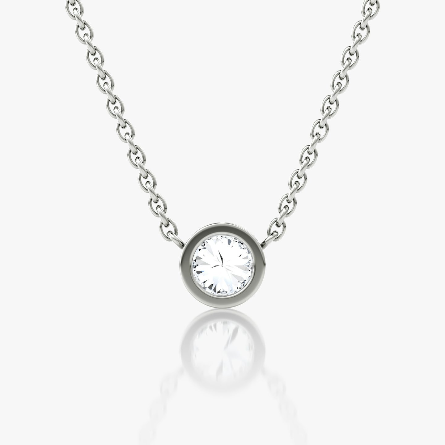 Bezel Solitaire Necklace | Round Brilliant | 14k | White Gold | caratWeight: 0.40ct