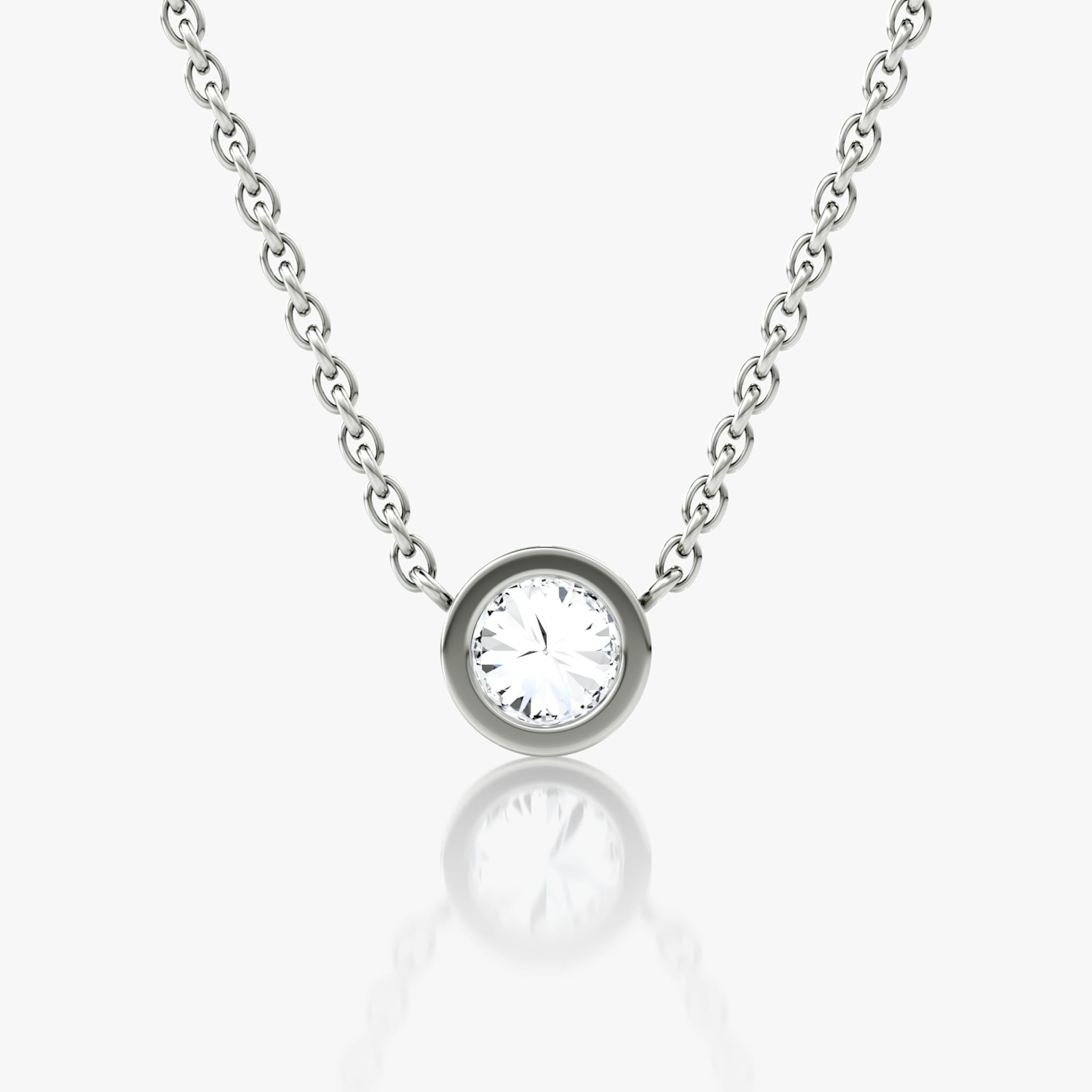 Bezel Solitaire Necklace | Round Brilliant | 14k | White Gold | caratWeight: 0.30ct