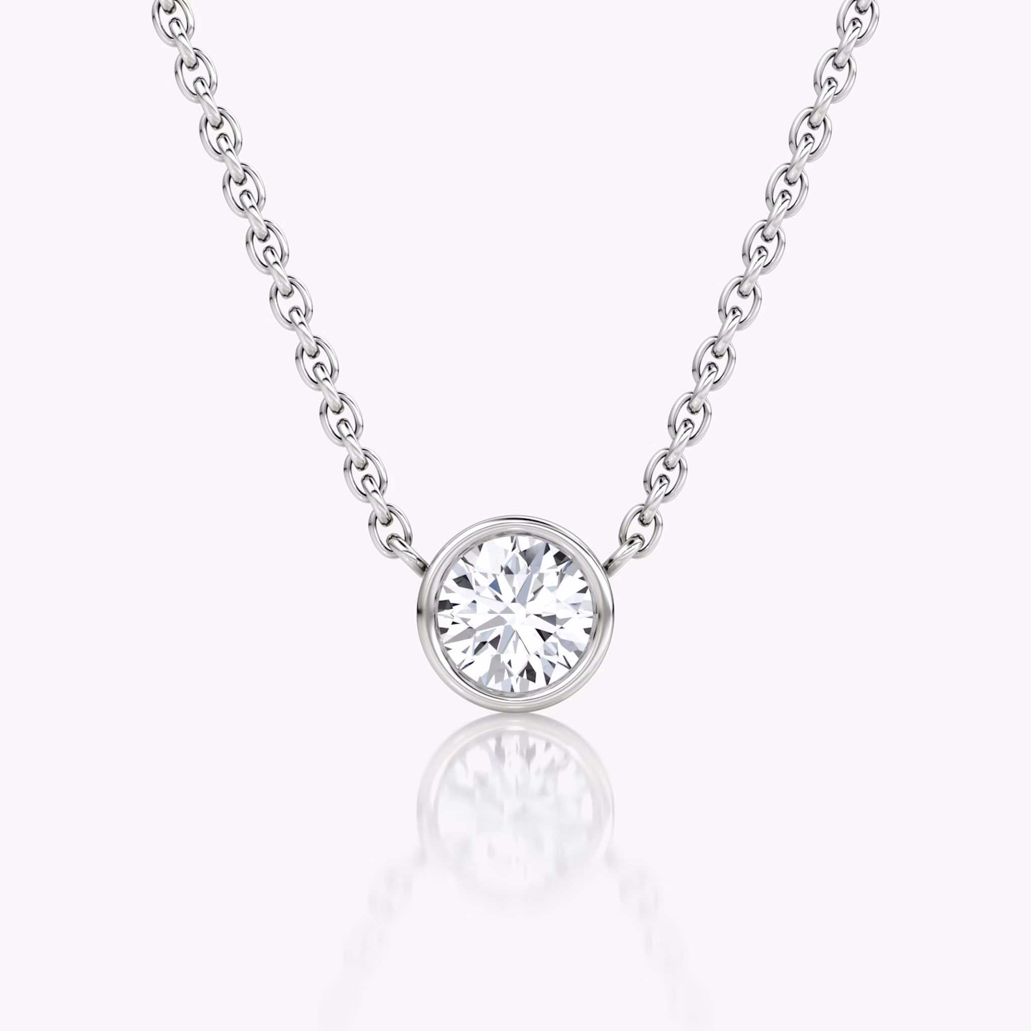 Bezel Solitaire Necklace | Round Brilliant | 14k | White Gold | caratWeight: 0.30ct