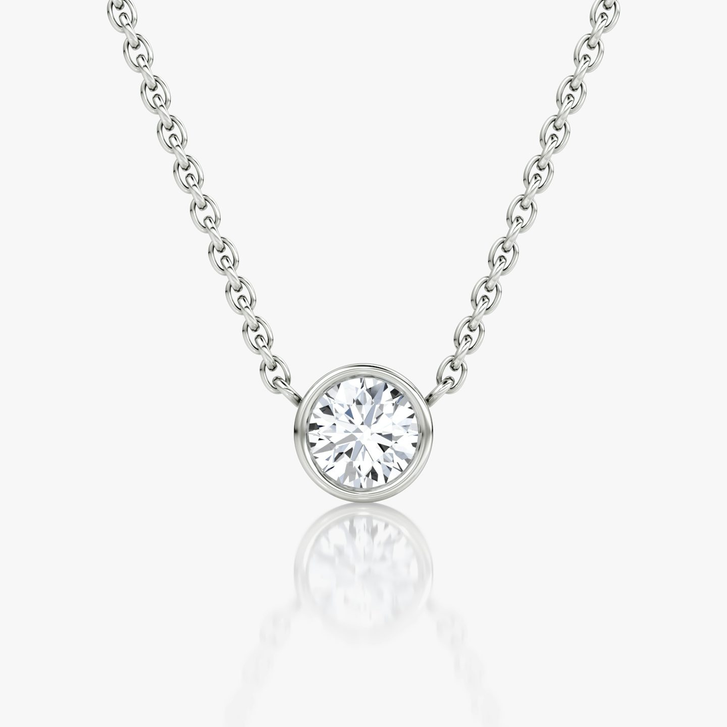 Bezel Solitaire Necklace | Round Brilliant | 14k | White Gold | caratWeight: 0.40ct