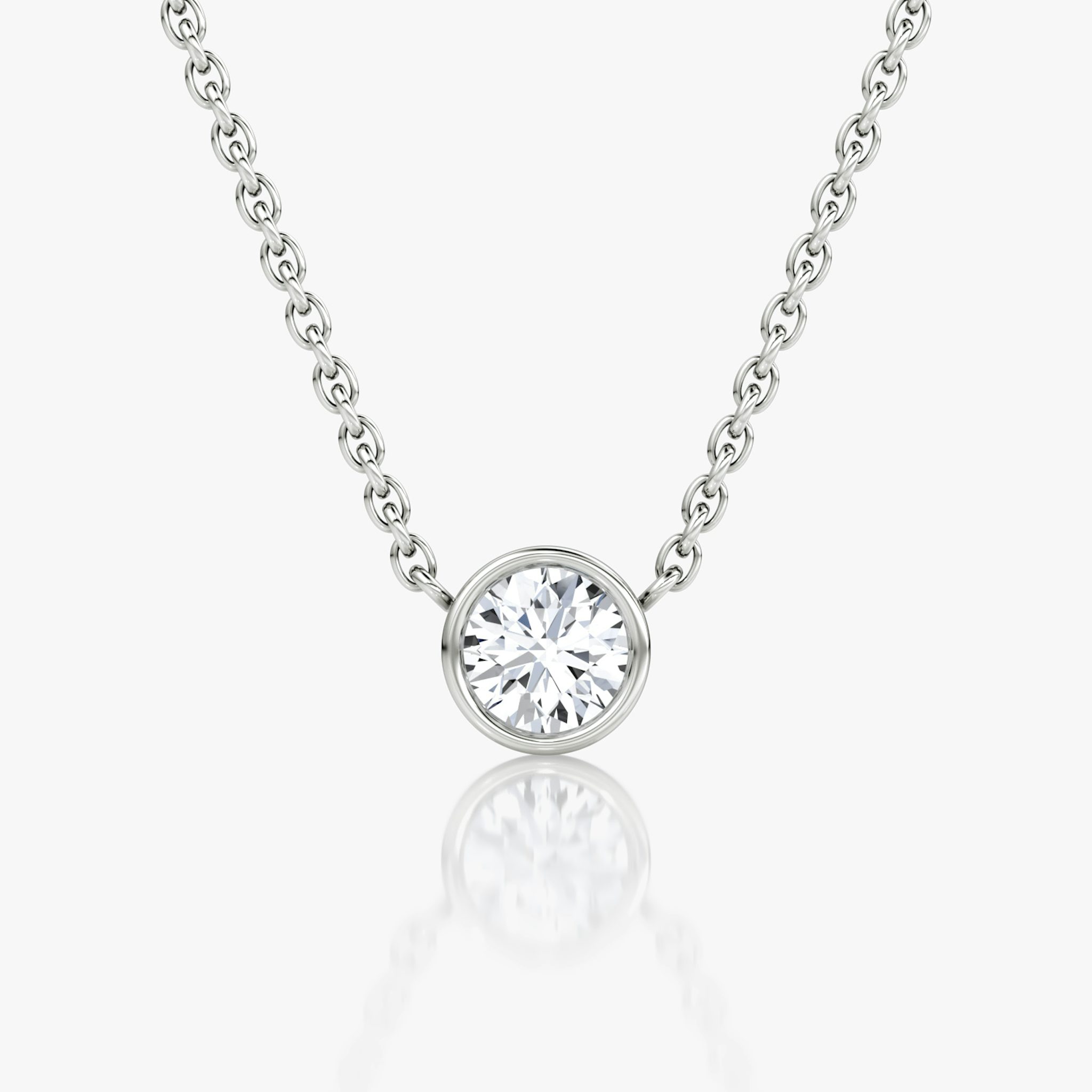 Bezel Solitaire Necklace | Round Brilliant | 14k | White Gold | caratWeight: 0.30ct