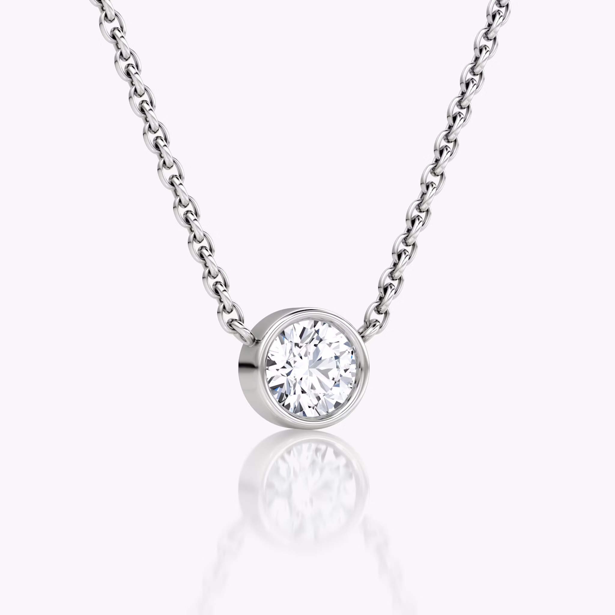 Bezel Solitaire Necklace | Round Brilliant | 14k | White Gold | caratWeight: 0.30ct