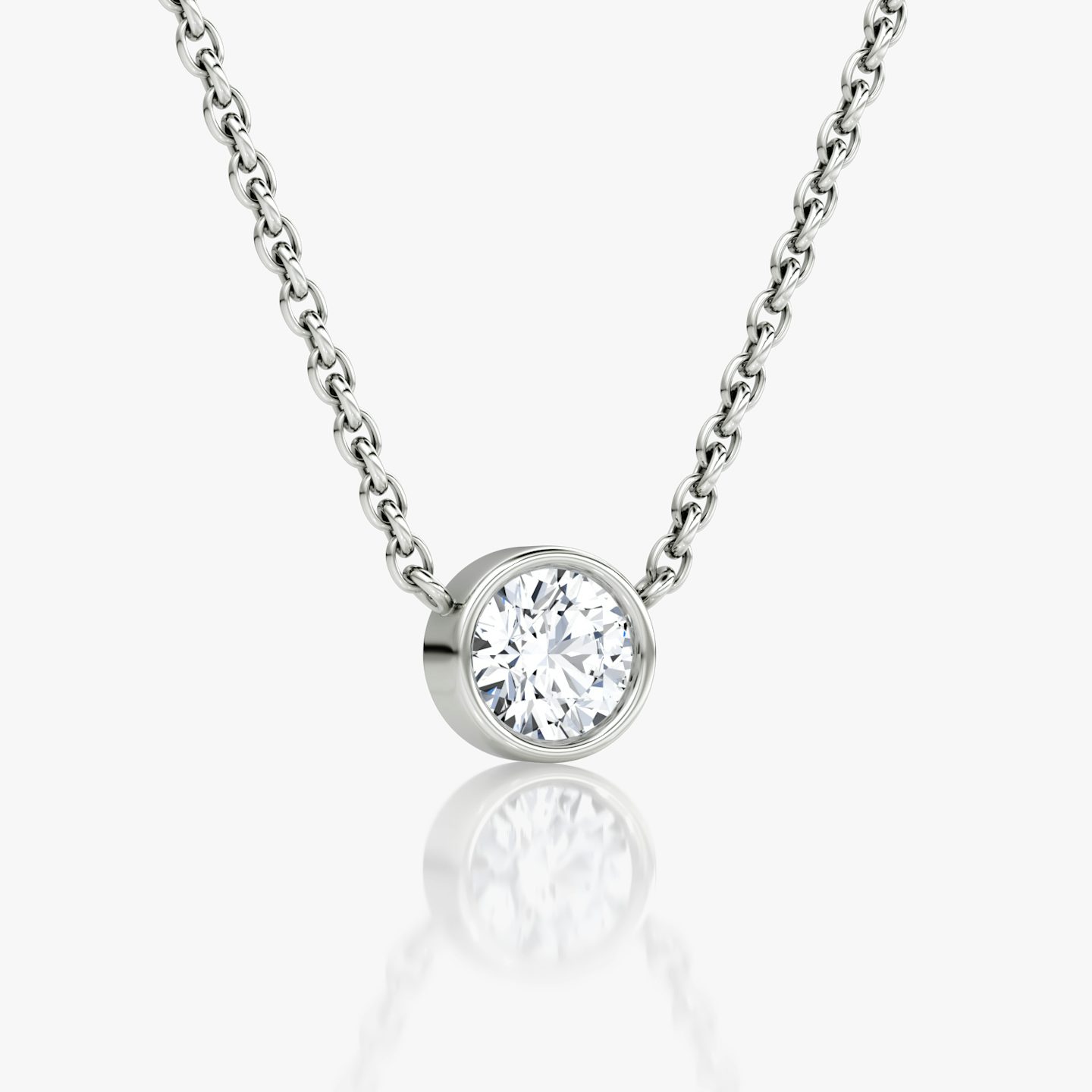 Bezel Solitaire Necklace | Round Brilliant | 14k | White Gold | caratWeight: 0.40ct