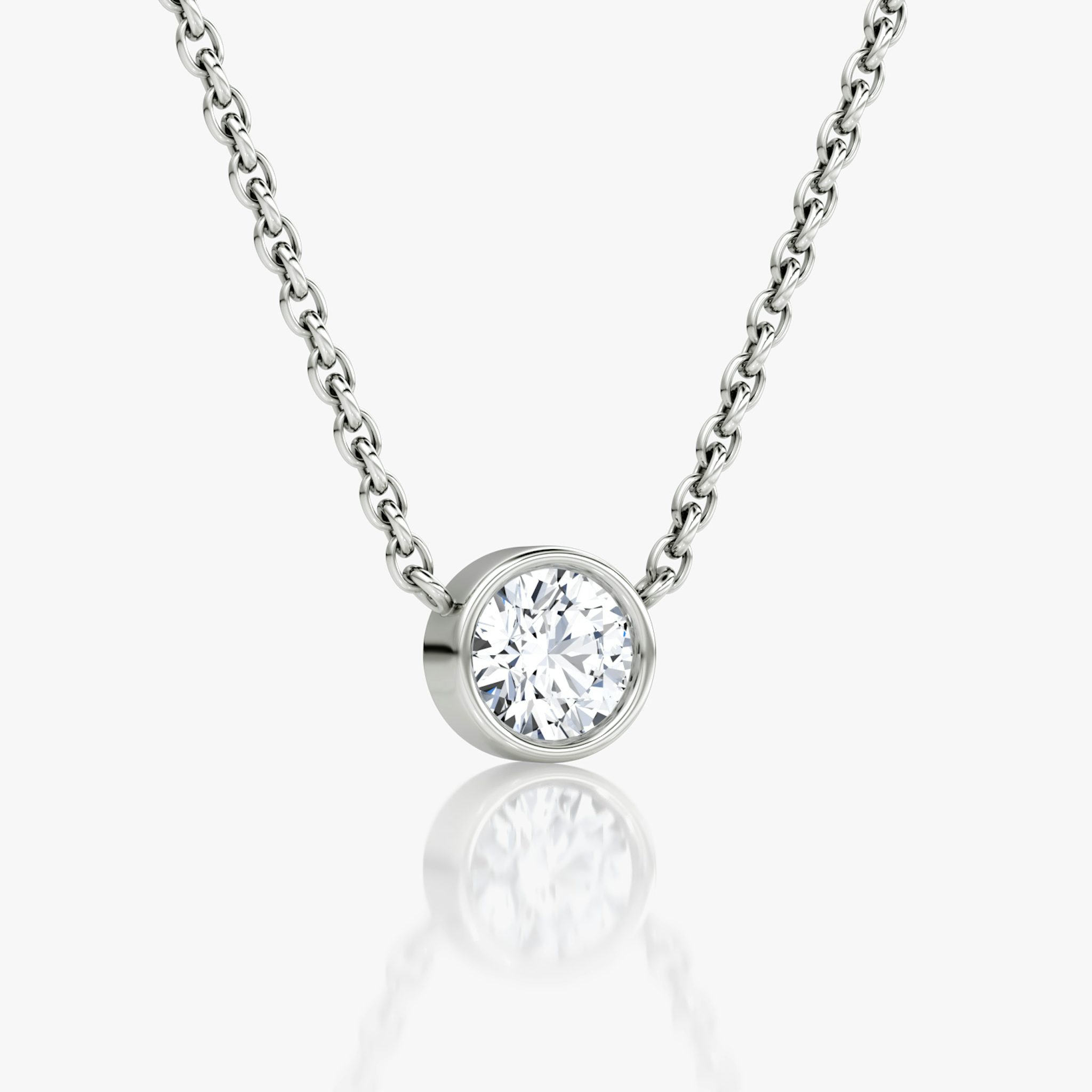 Bezel Solitaire Necklace | Round Brilliant | 14k | White Gold | caratWeight: 0.30ct